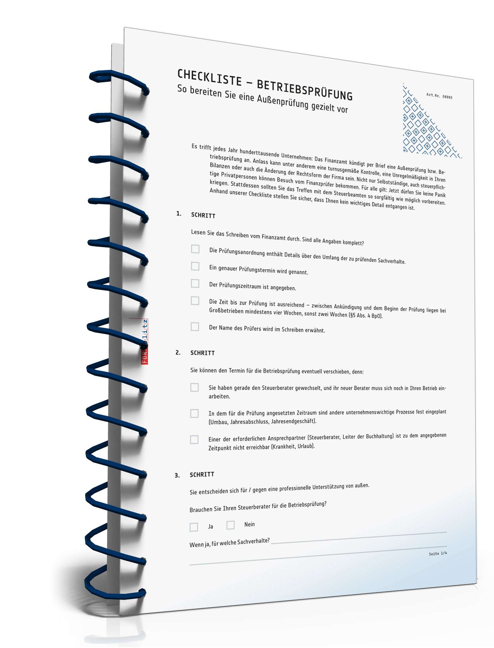 Checkliste Vorbereitung Betriebsprüfung PDF