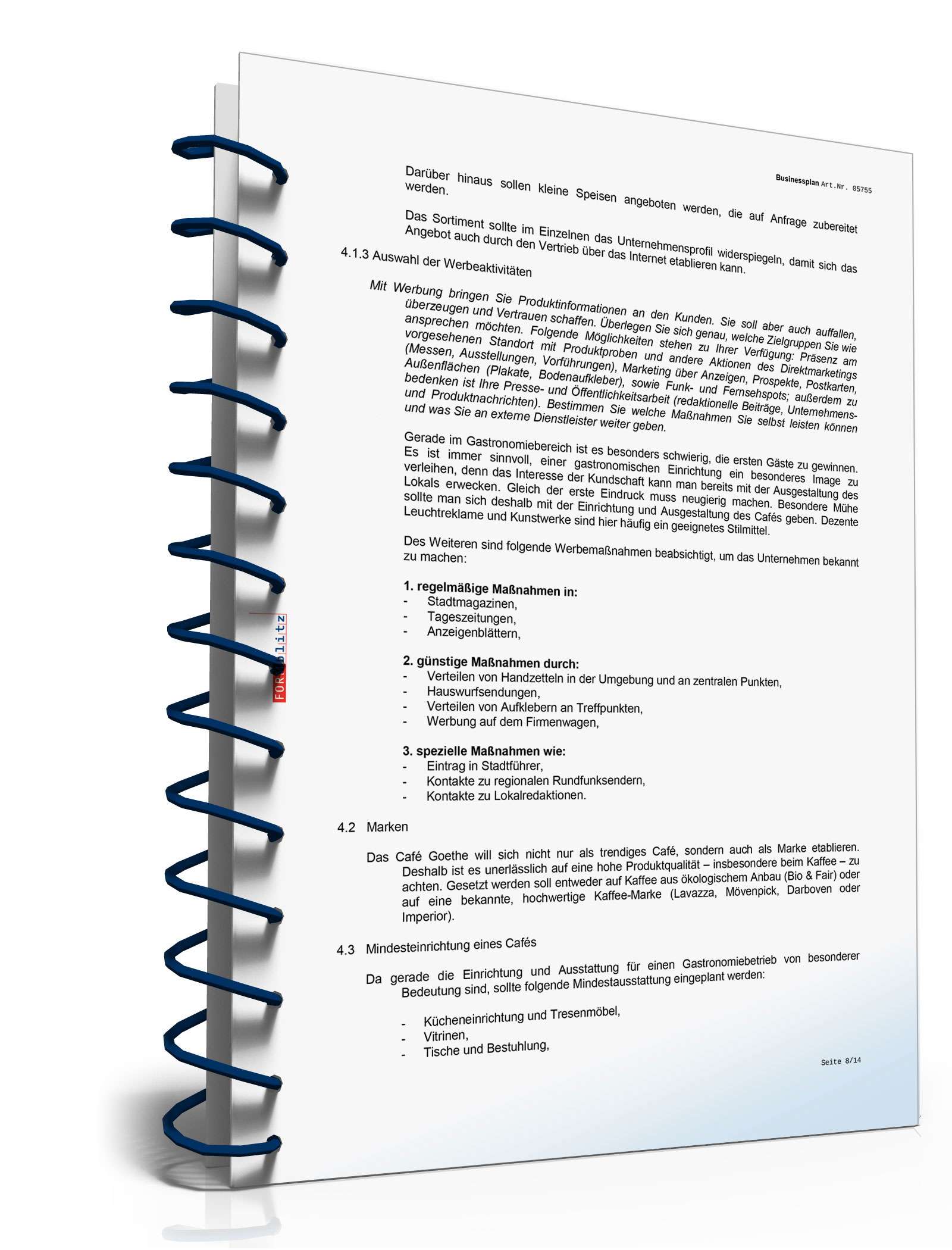 Businessplan Café Excel. Seite: 13