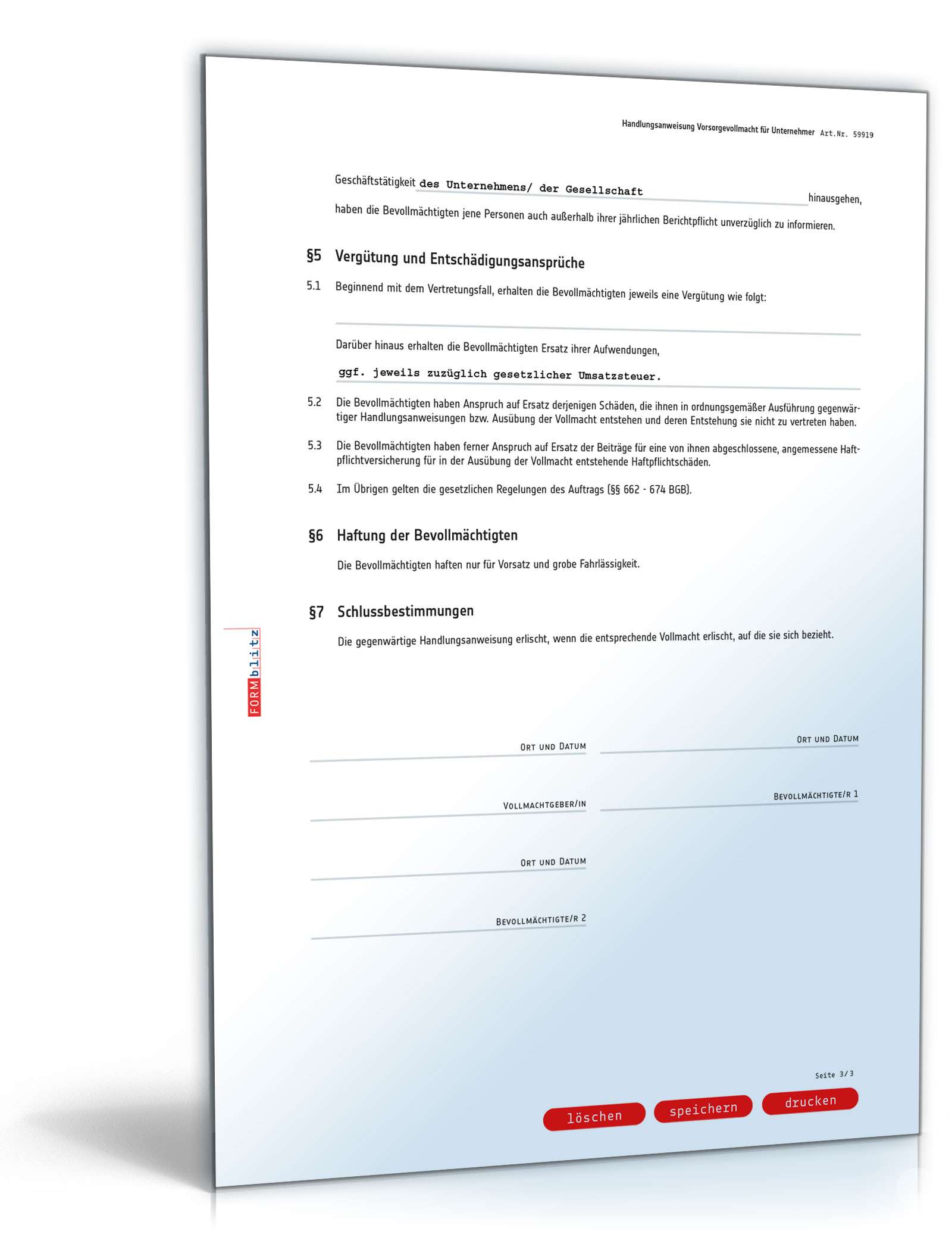 Handlungsanweisung Vorsorgevollmacht Unternehmer PDF. Seite: 3