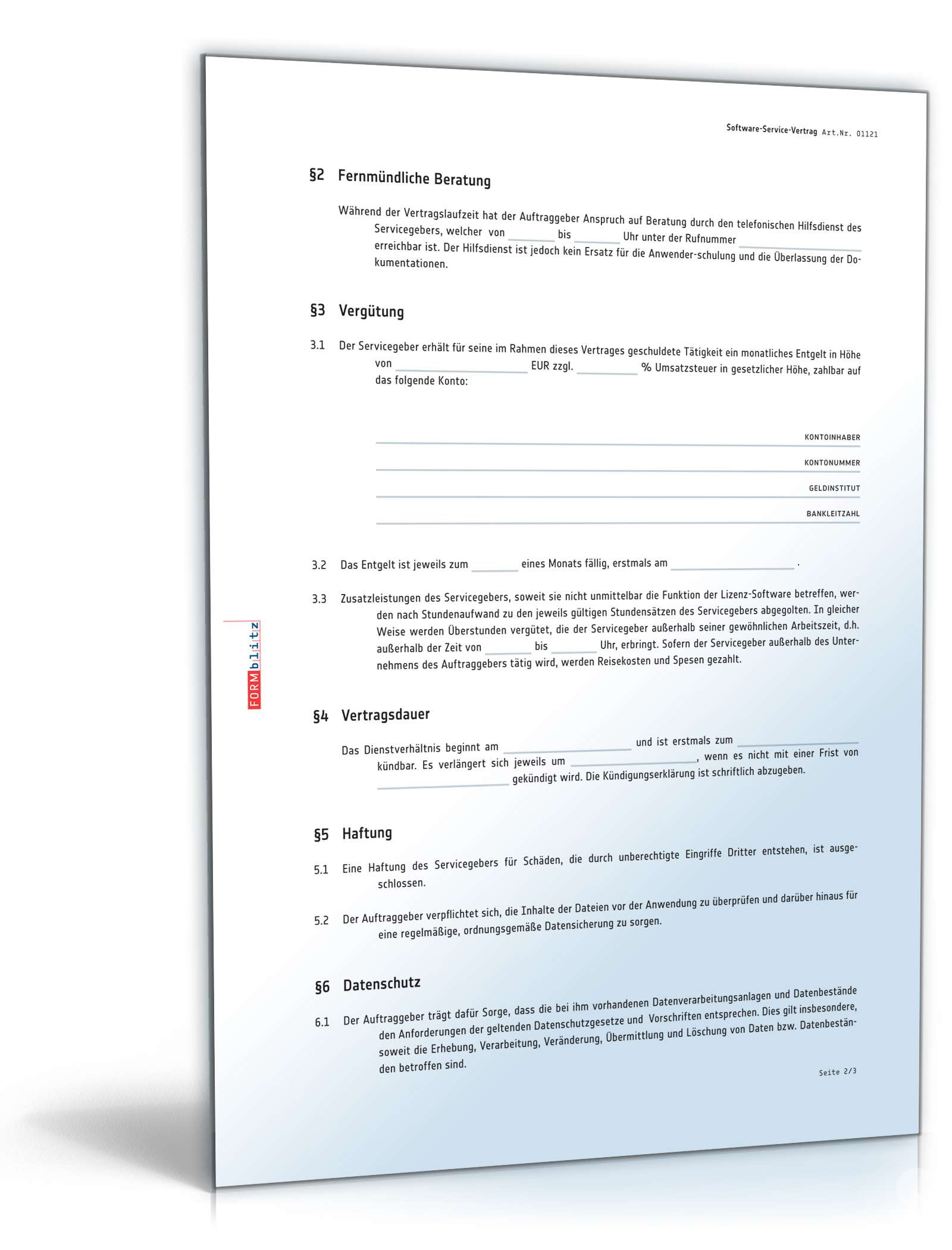 Software-Service-Vertrag PDF. Seite: 2