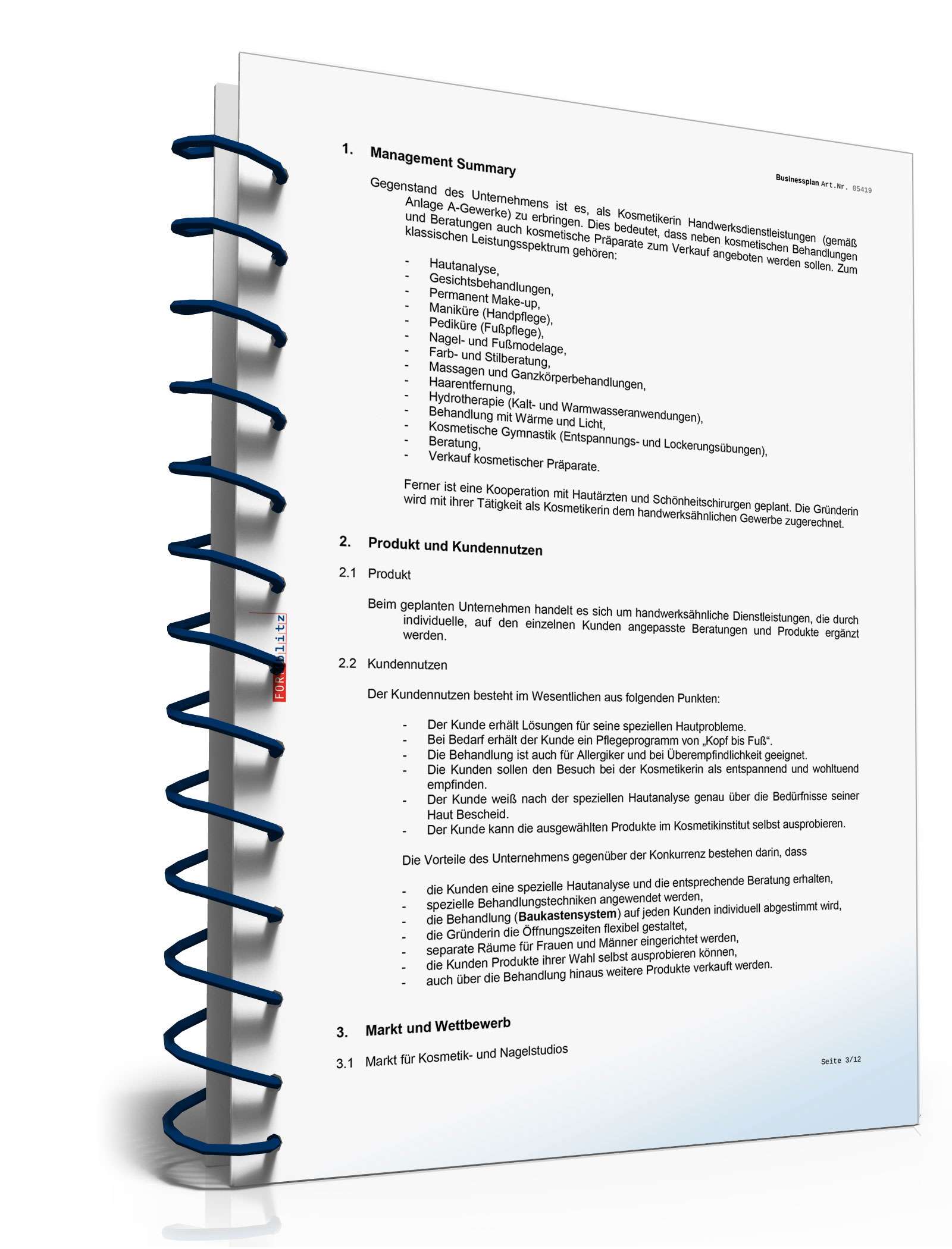 Businessplan Kosmetikstudio Excel. Seite: 7