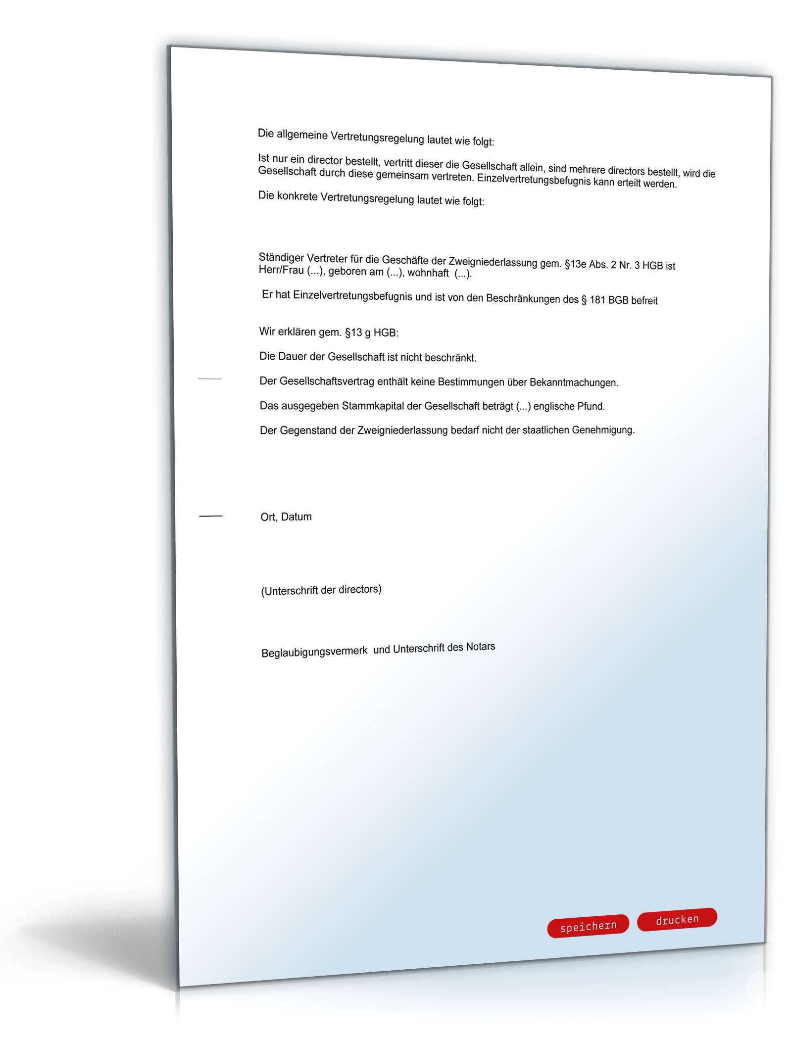 Handelsregisteranmeldung  Zweigniederlassung Limited PDF. Seite: 2
