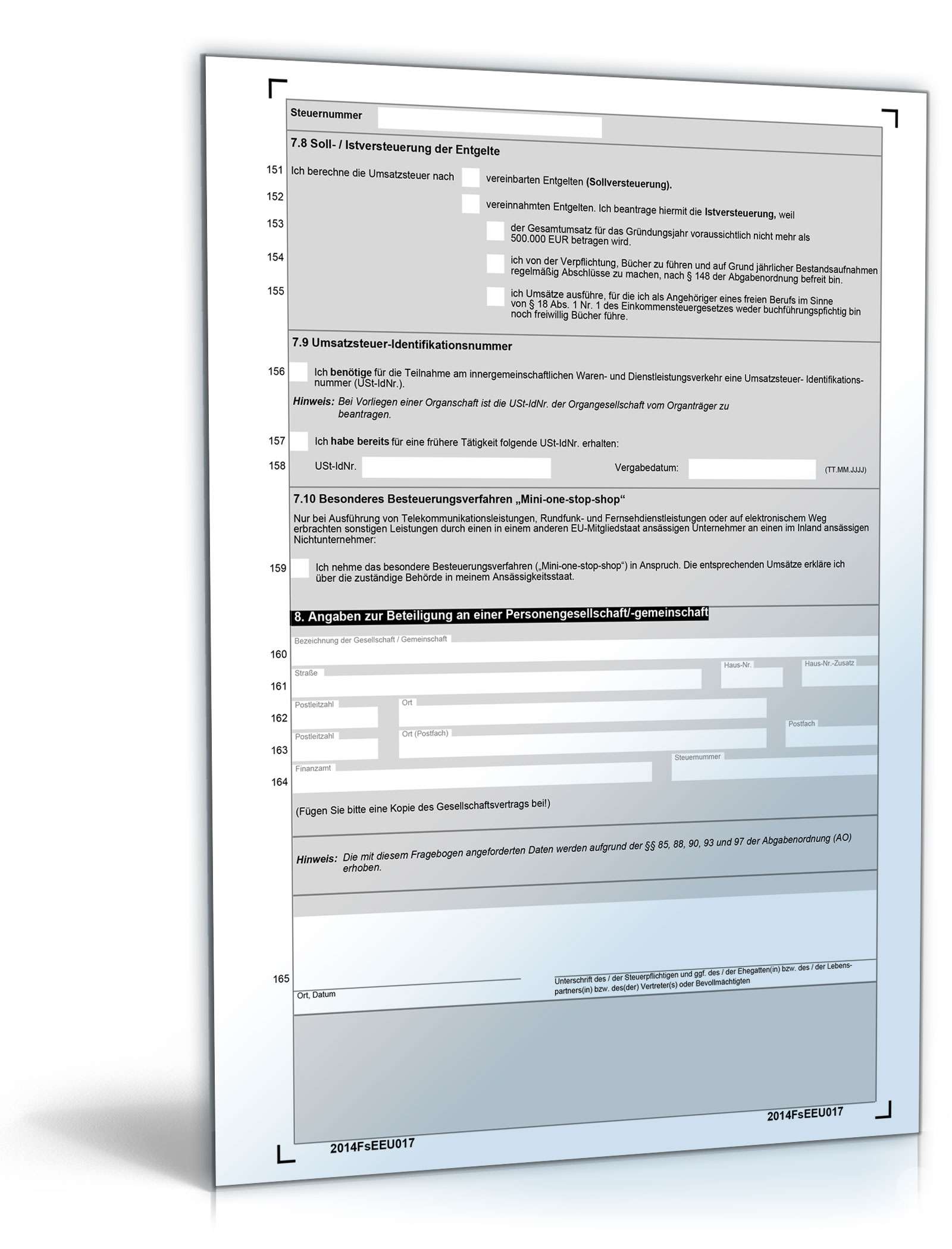 Fragebogen steuerliche Erfassung PDF. Seite: 7