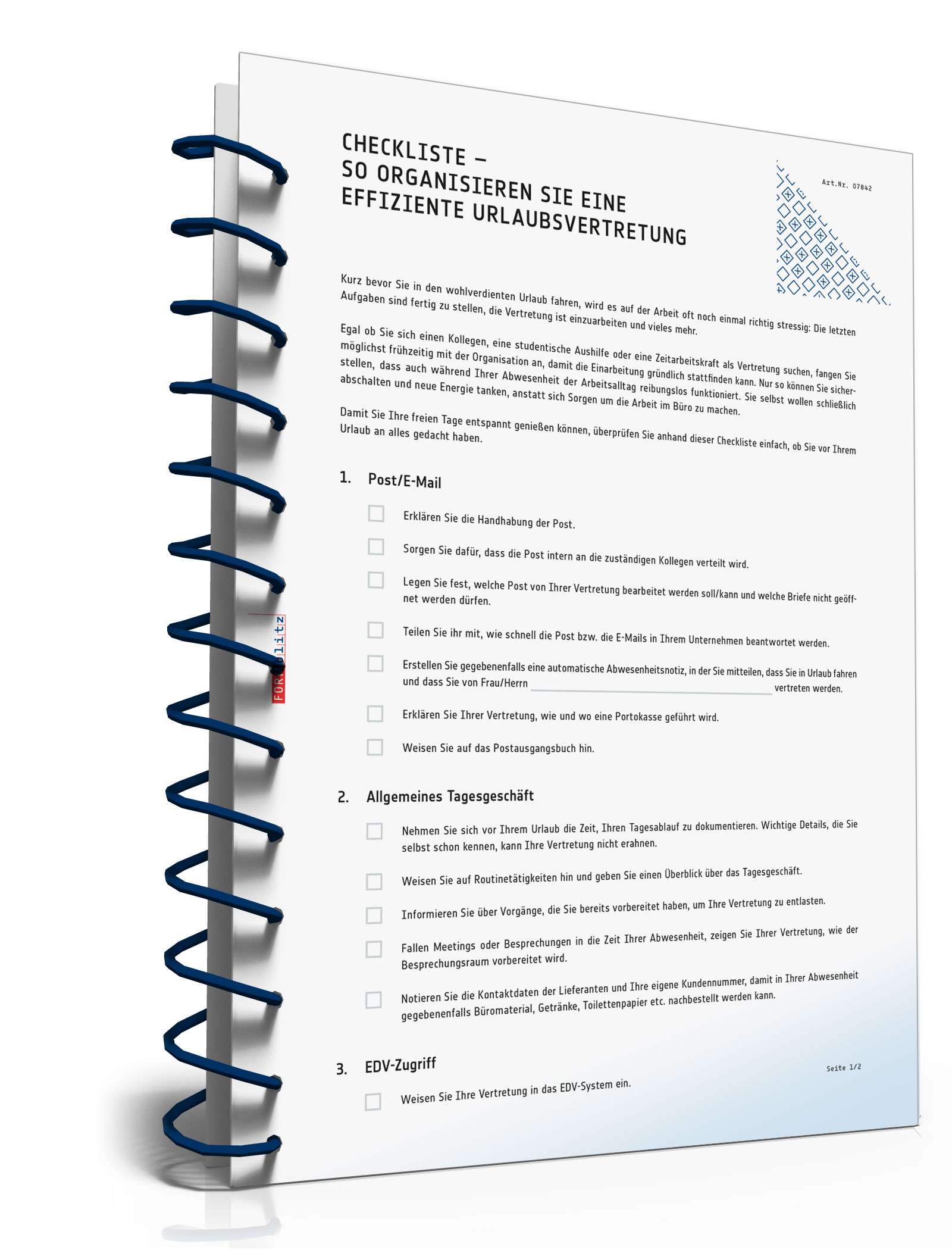 Checkliste Organisation Urlaubsvertretung PDF