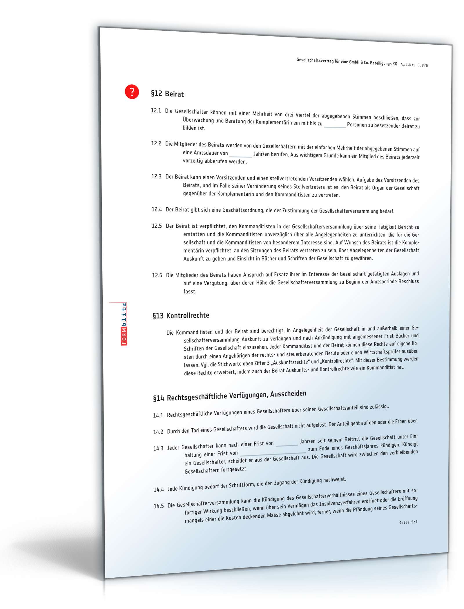 Gesellschaftsvertrag GmbH & Co. KG PDF. Seite: 5