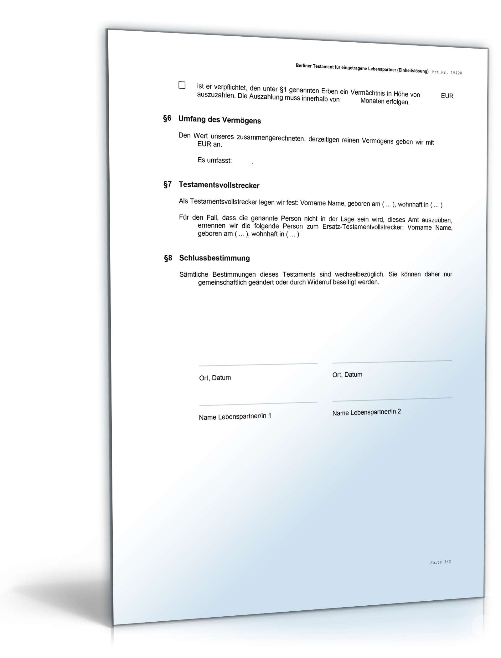 Berl. Testament eingetragene Lebenspartner Einheitslösung Word. Seite: 4