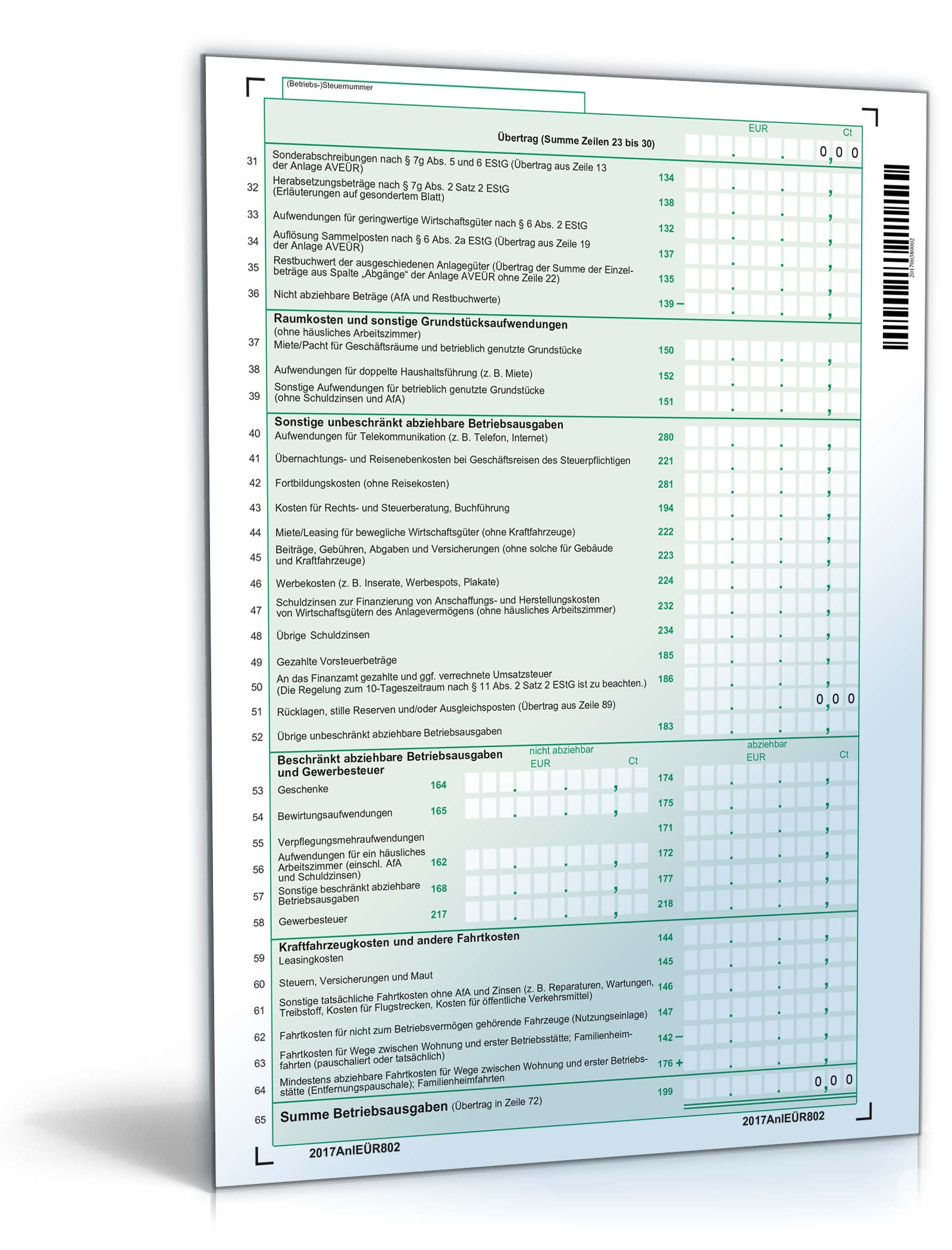 Anlage EÜR 2017 PDF. Seite: 2