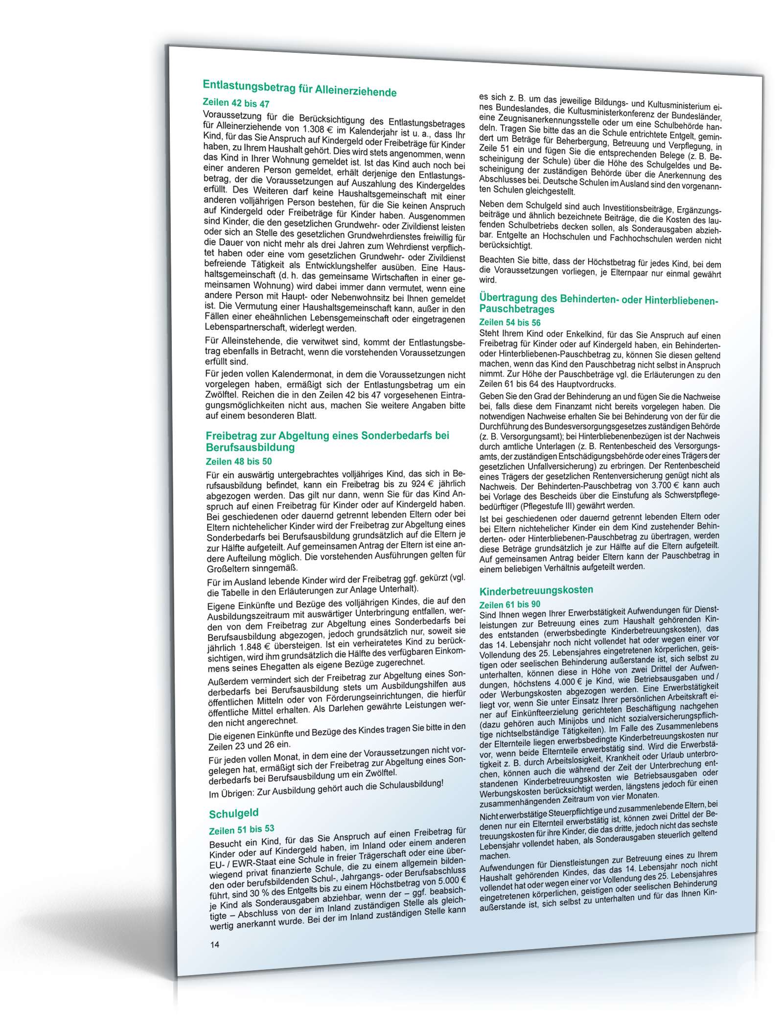 Anleitung zur Einkommensteuererklärung 2011 PDF. Seite: 14