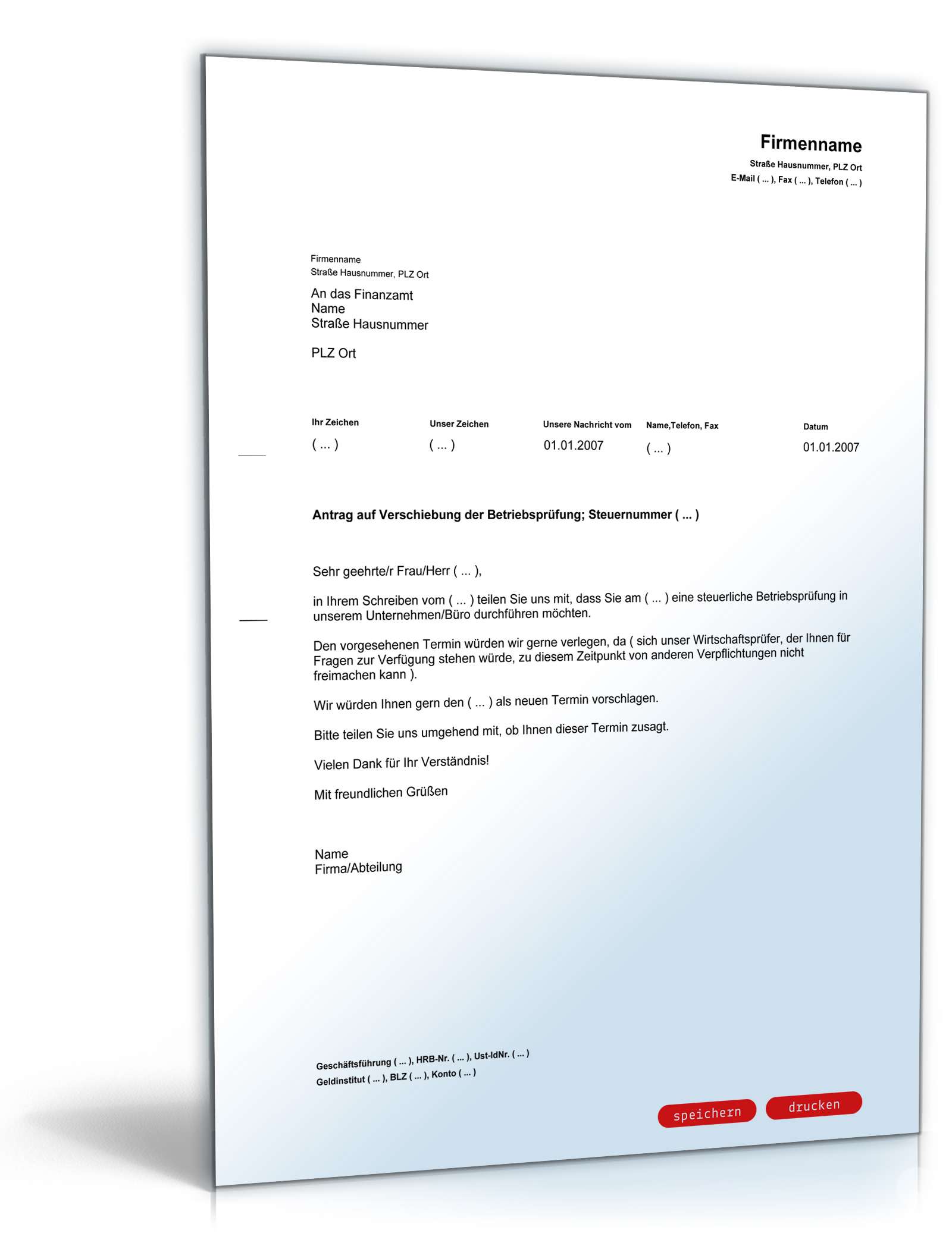 Bitte Verschiebung Betriebsprüfung PDF