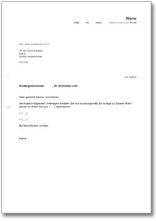 Begleitschreiben zum Kindergeld-Antrag Word