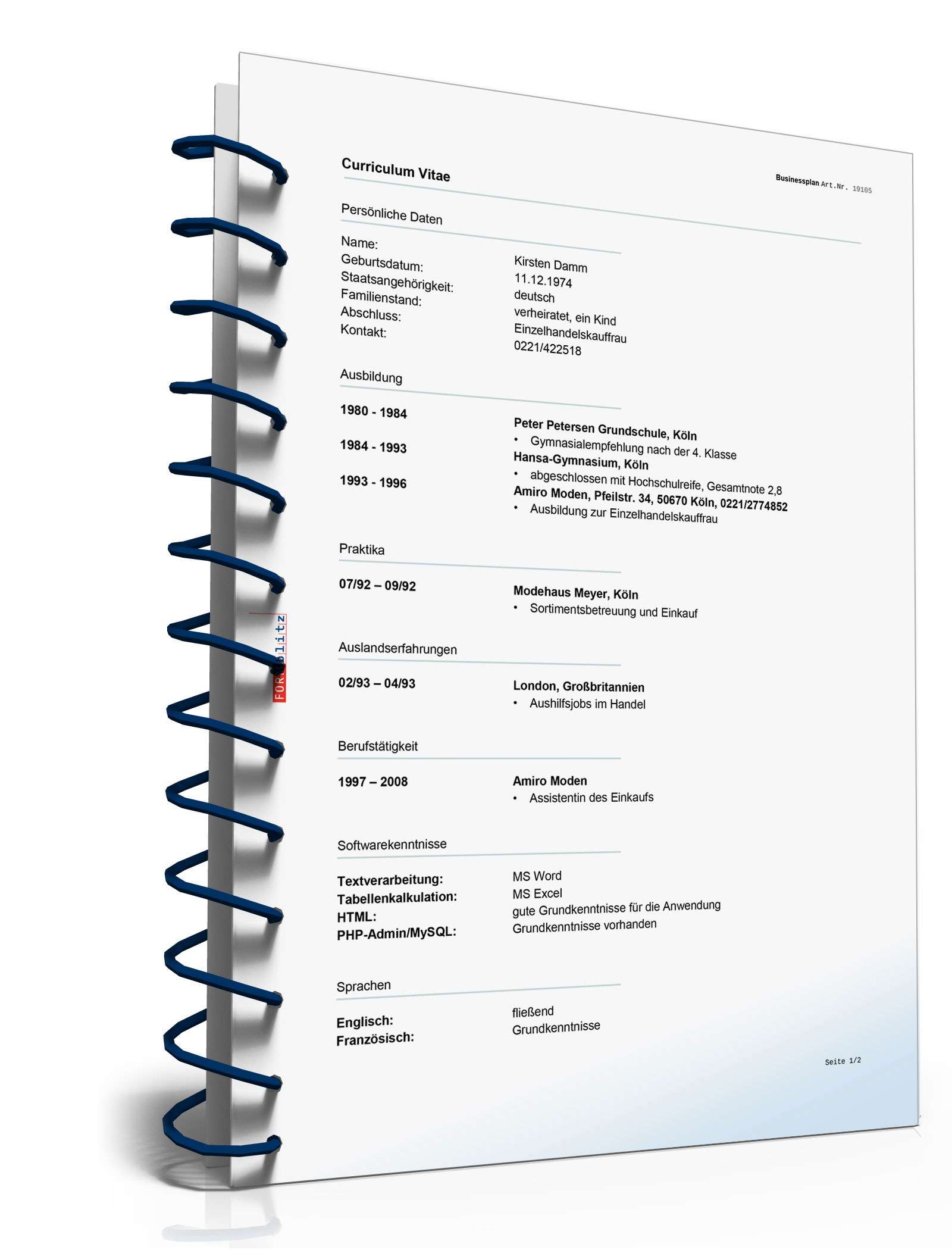 Businessplan Second-Hand-Laden Excel. Seite: 16