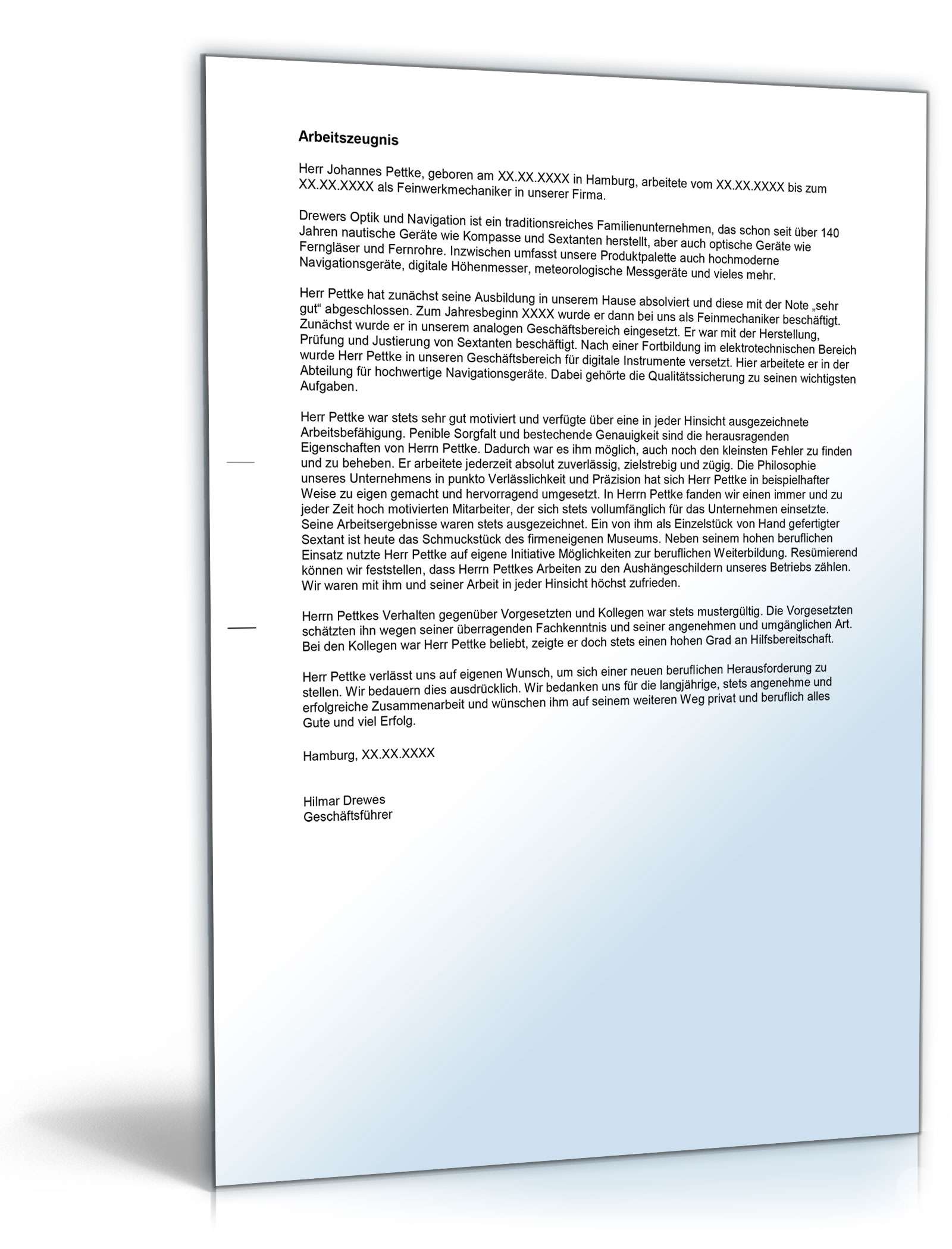 Arbeitszeugnis Feinmechaniker Excel. Seite: 3