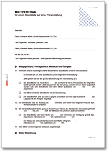 Mietvertrag Standplatz auf einer Veranstaltung Word