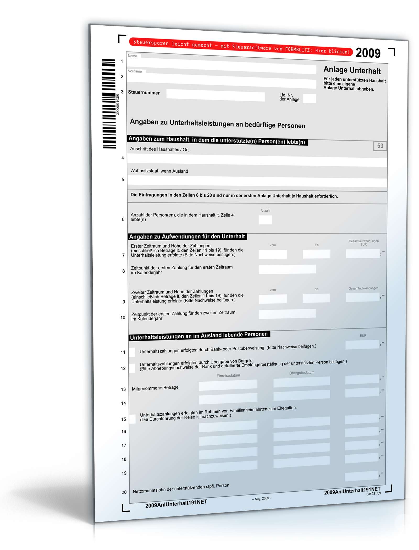 Anlage Unterhalt 2009 PDF