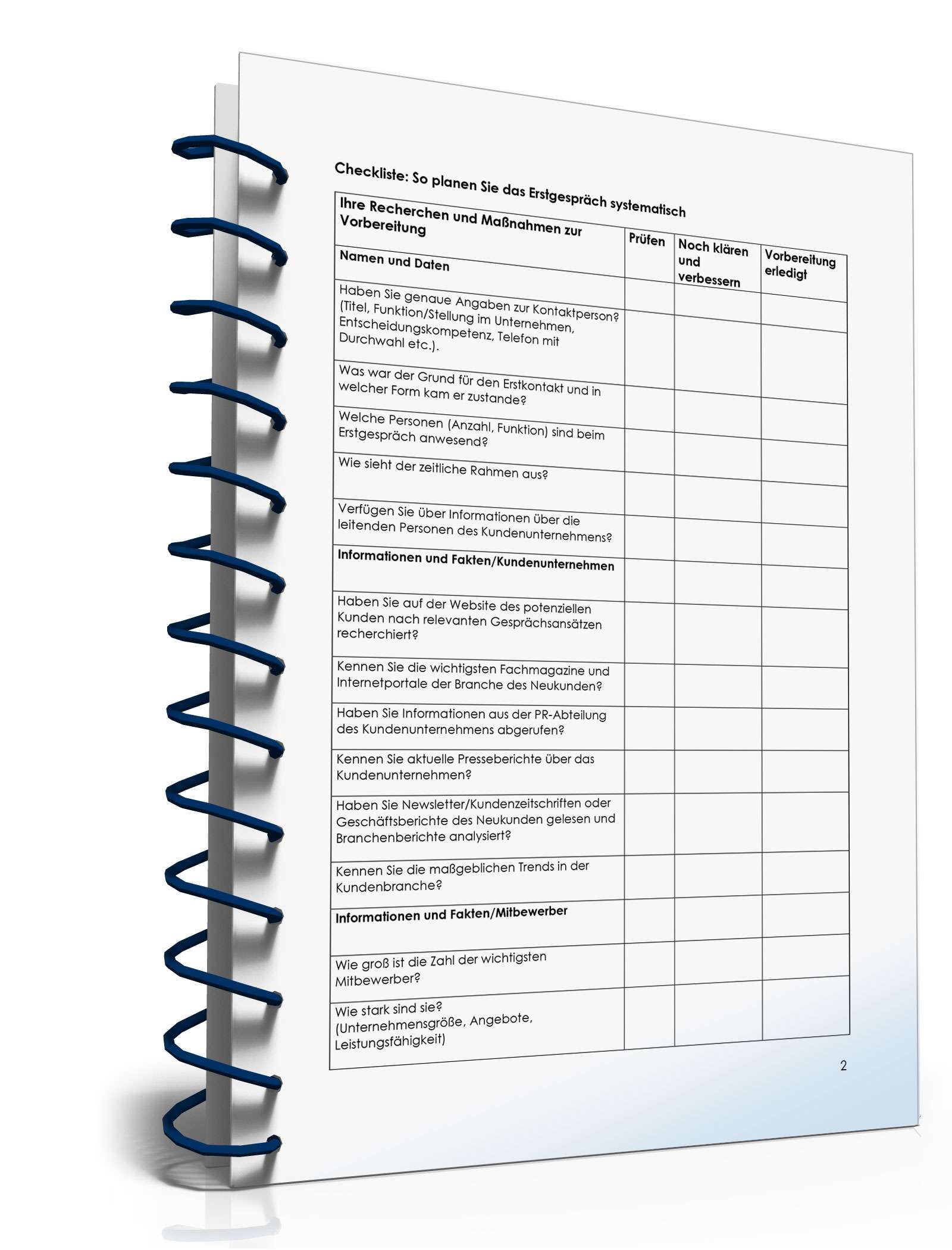 Checkliste Erstgespräch mit Geschäftskunden PDF. Seite: 2