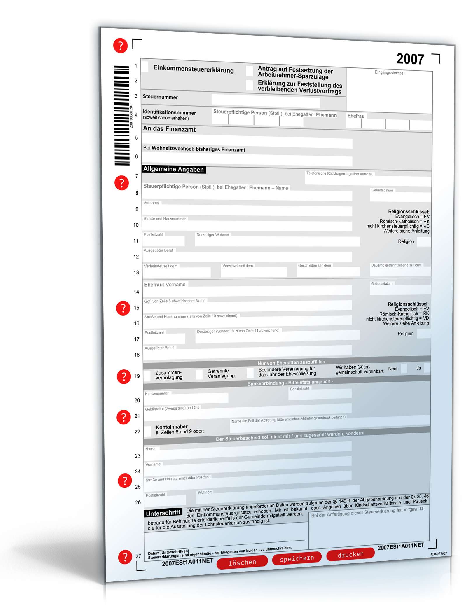 Einkommensteuererklärung 2007 PDF