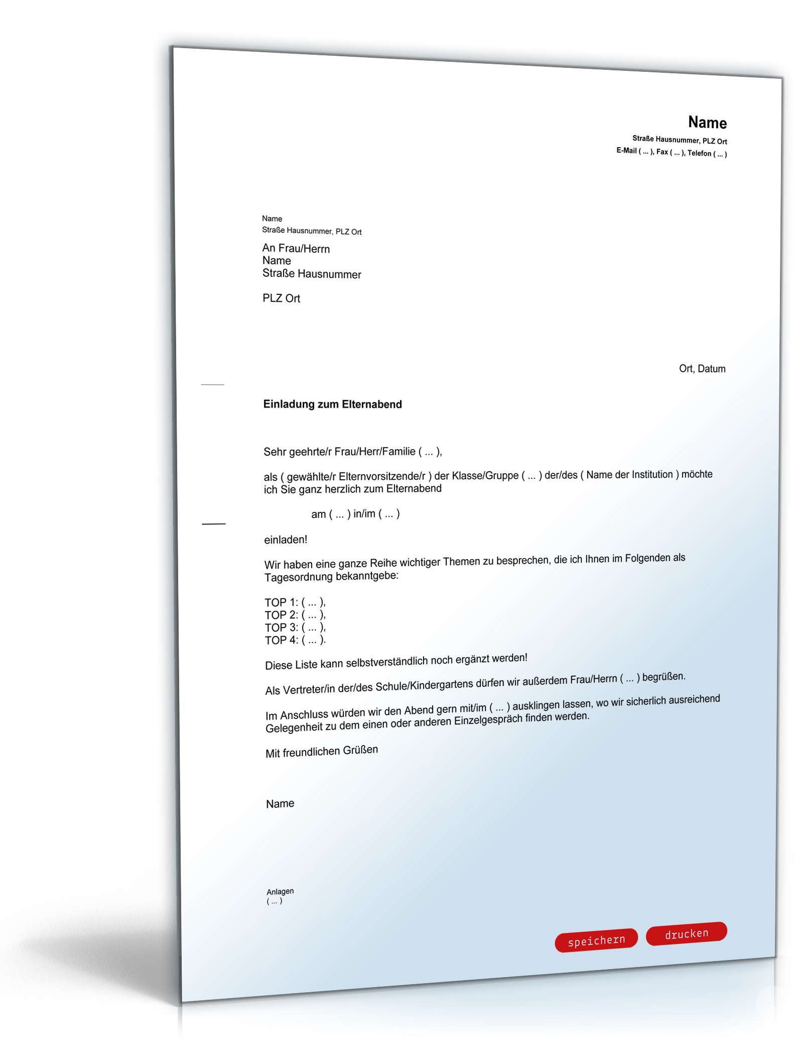 Einladung Elternabend PDF