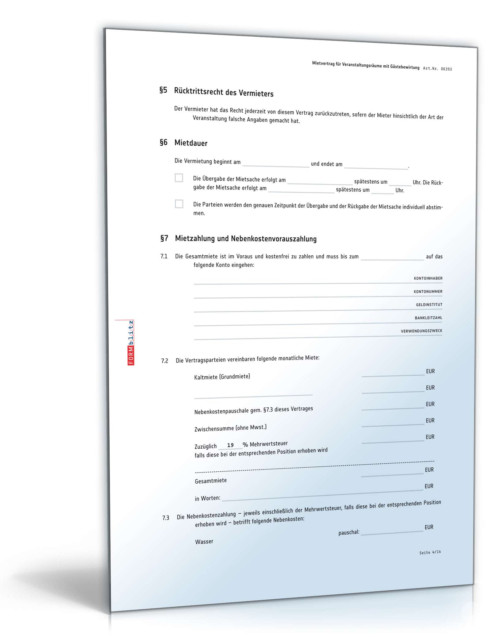 Mietvertrag Veranstaltungsraum PDF. Seite: 4