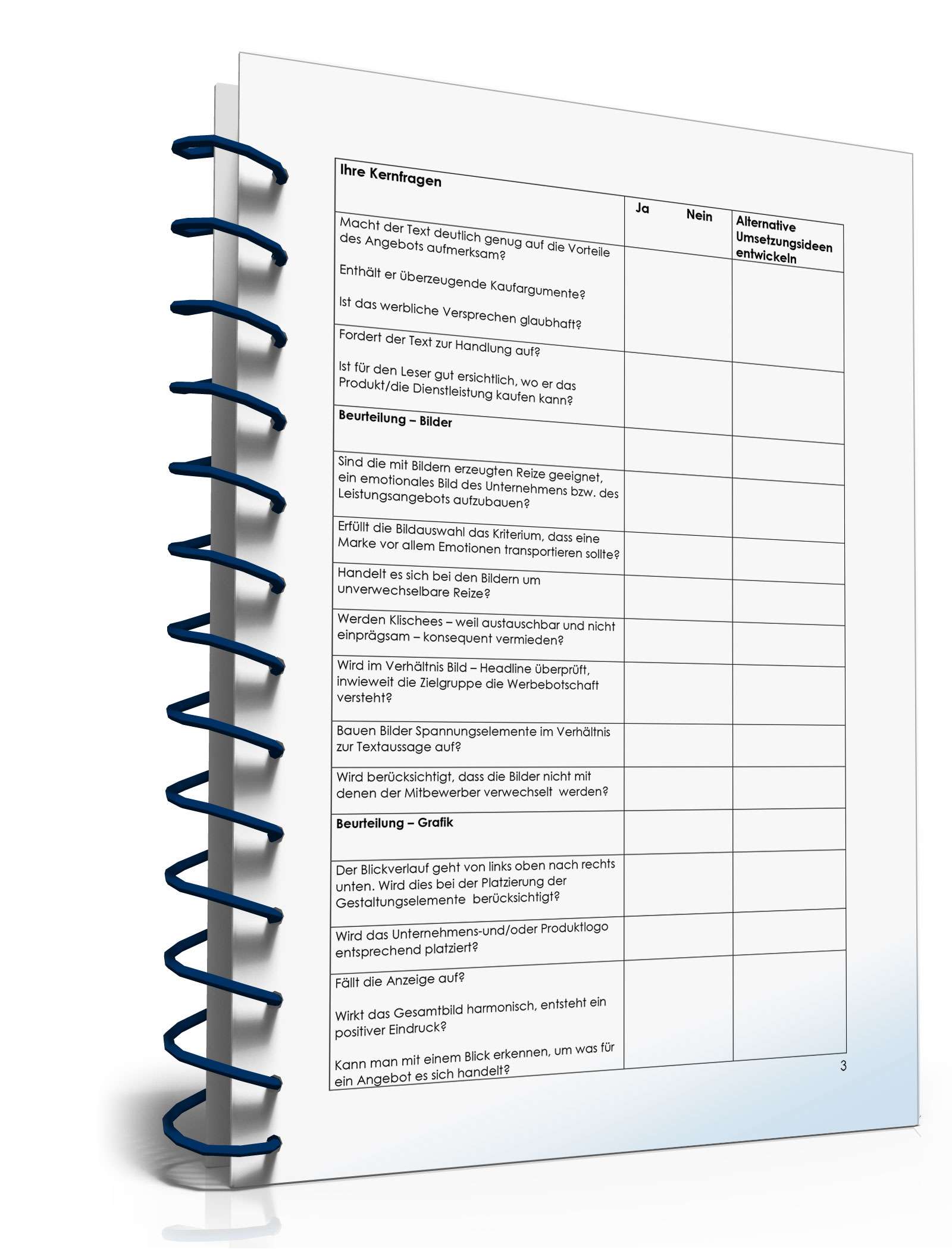 Checkliste Anzeigenvorschläge beurteilen PDF. Seite: 3