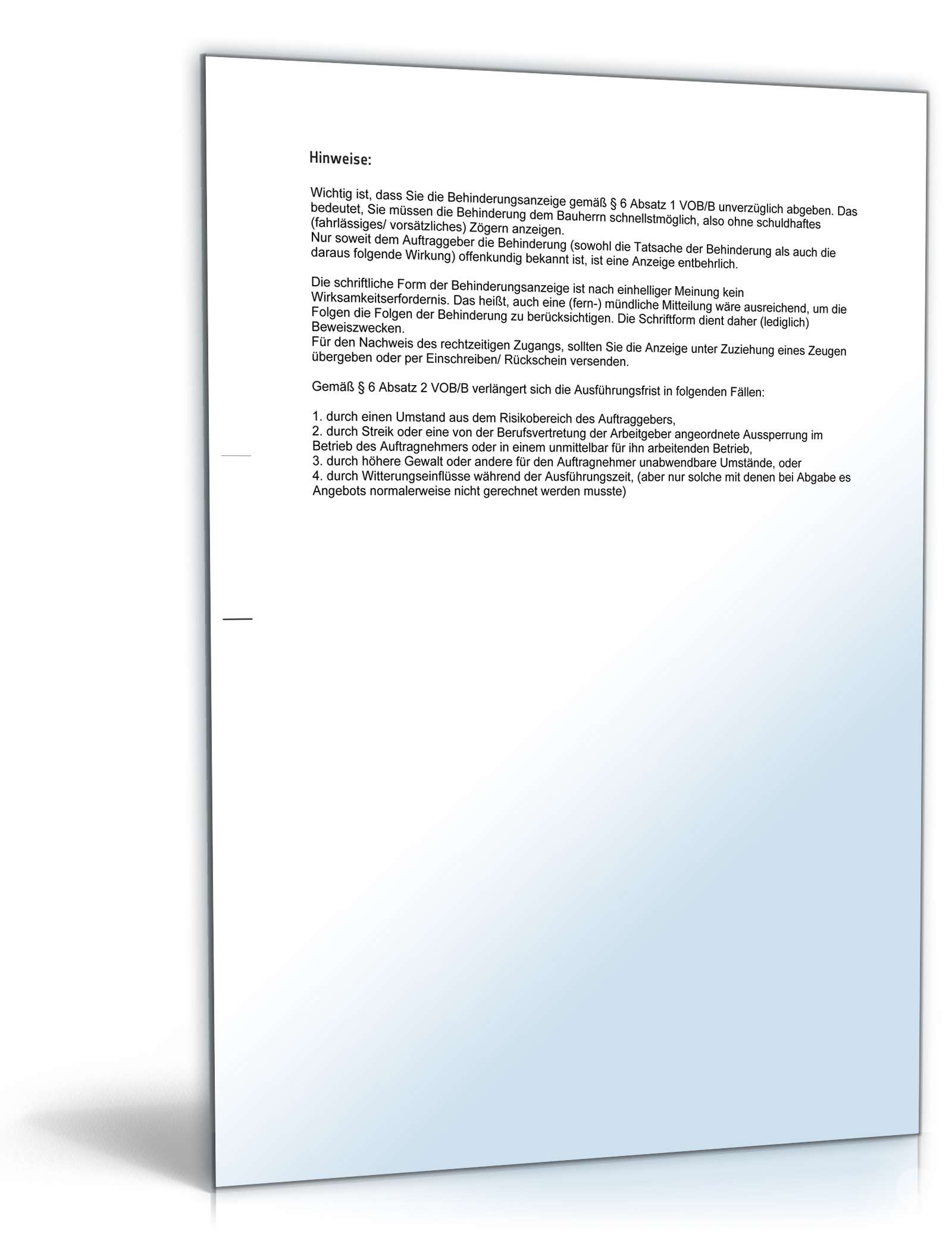 Baubehinderungsanzeige mit Fristverlängerung PDF. Seite: 3