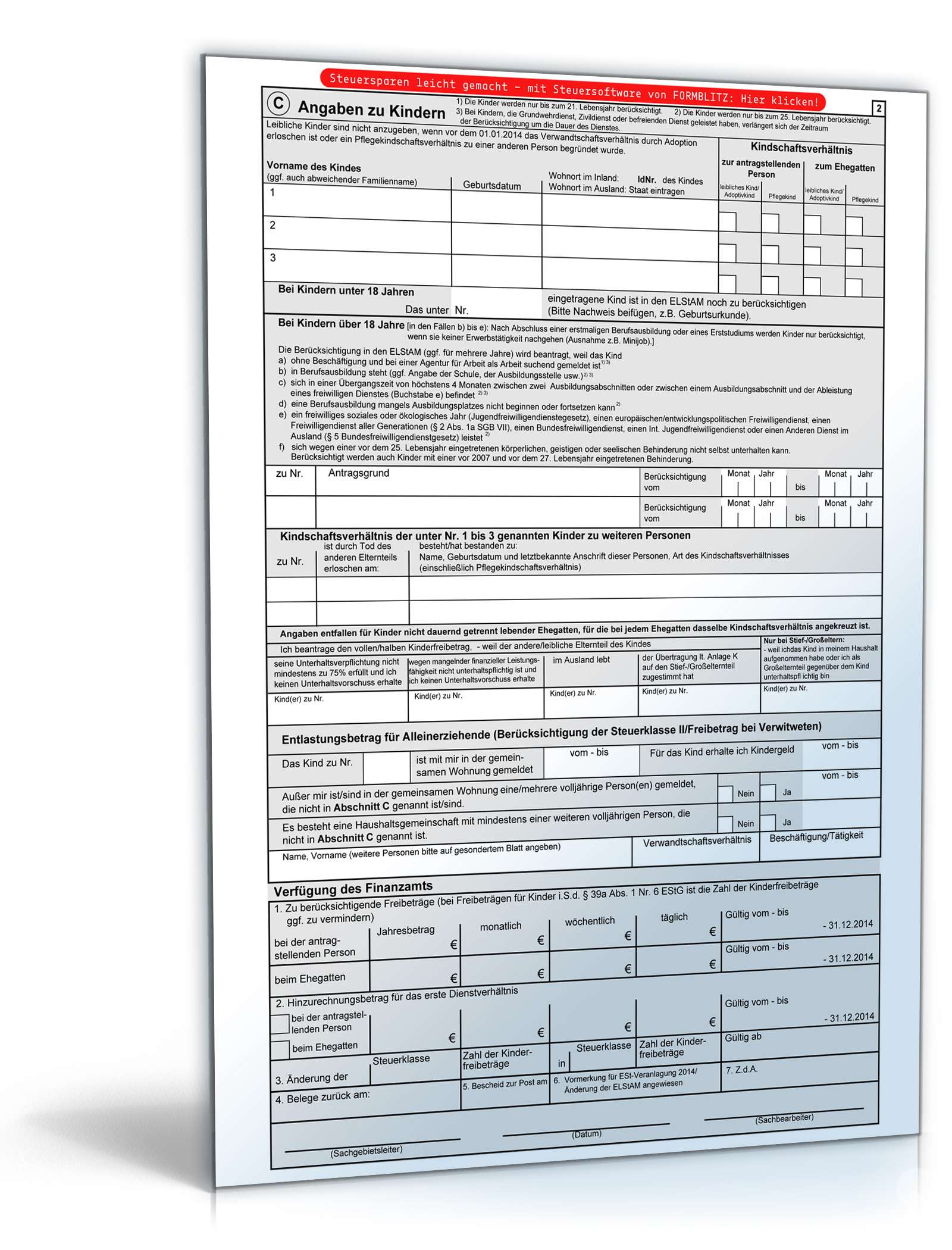 Vereinfachter Antrag auf Lohnsteuer-Ermäßigung 2014 PDF. Seite: 2