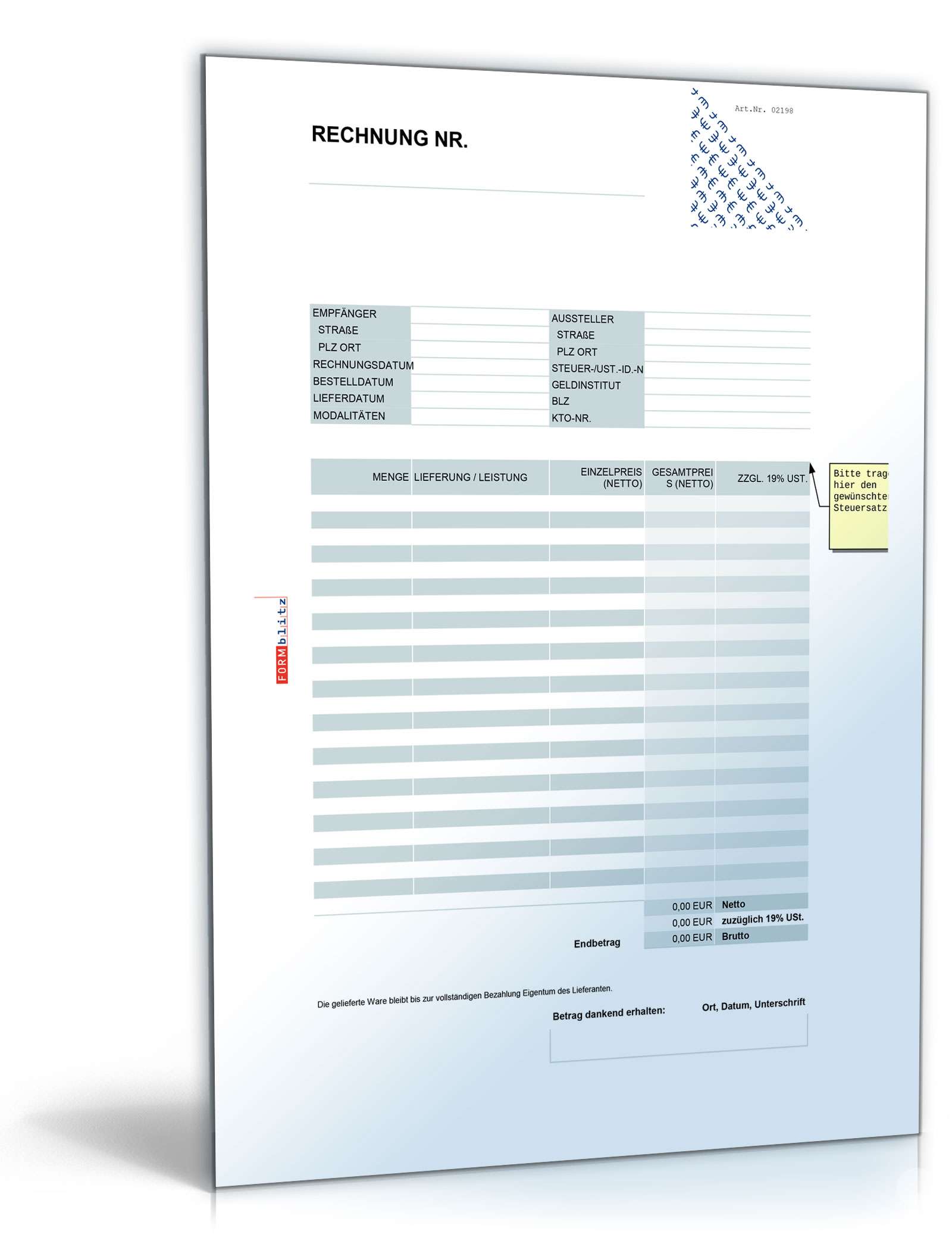 8 verschiedene Rechnungsvorlagen als Excel-Tabelle Excel. Seite: 10