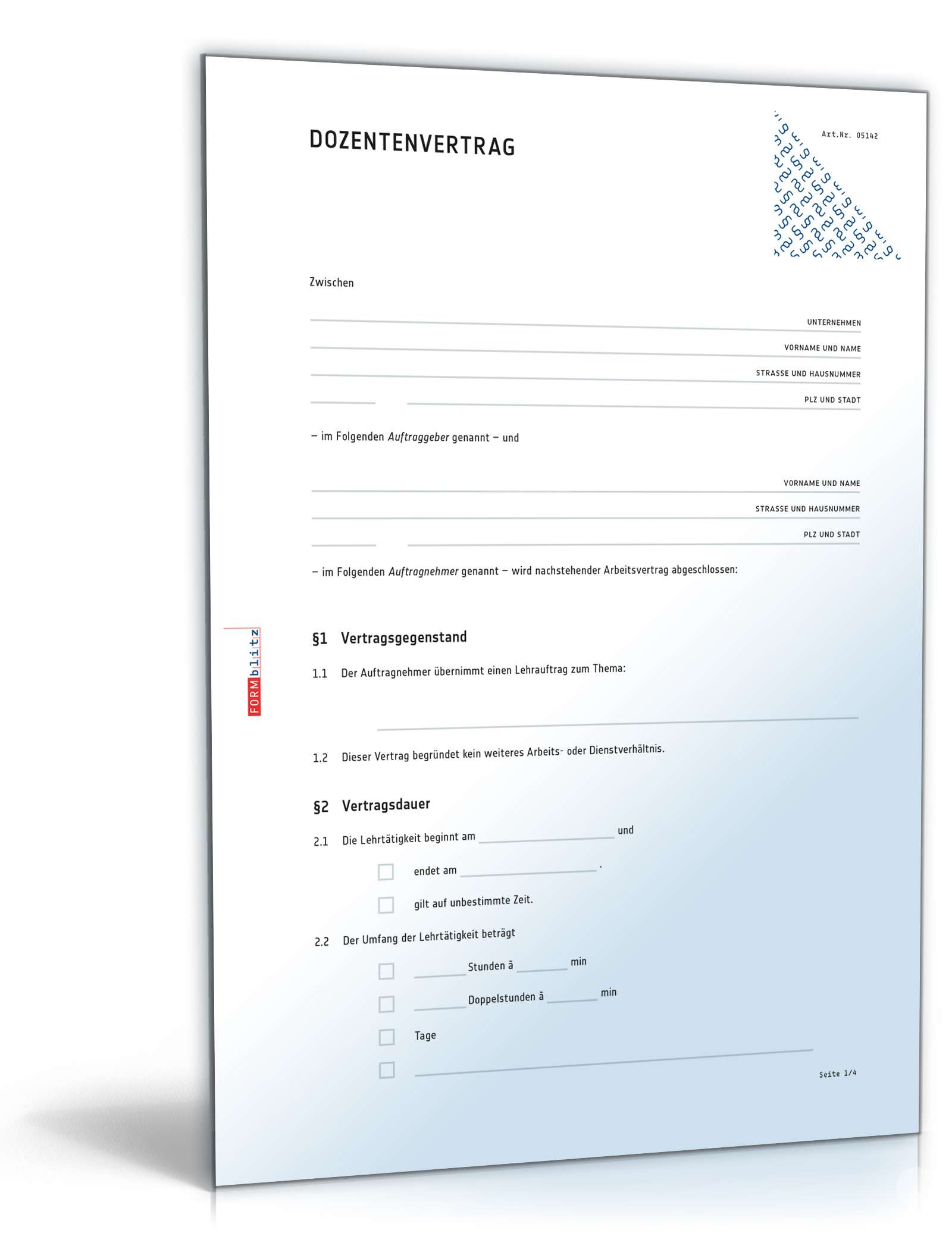 Dozentenvertrag PDF