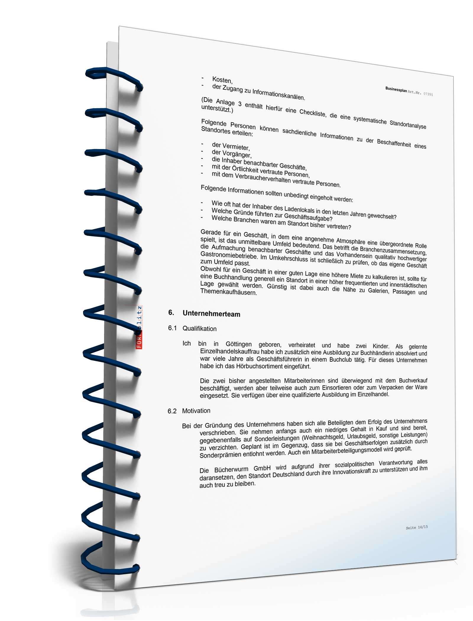 Businessplan Buchhandlung Excel. Seite: 14