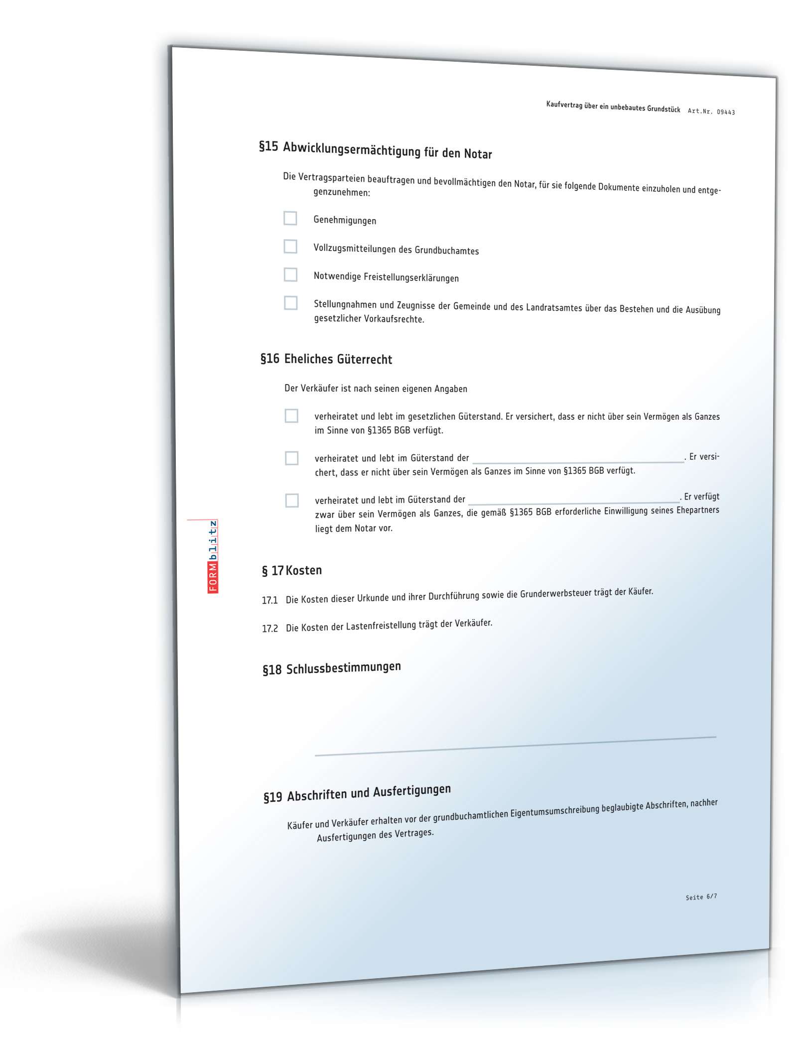 Kaufvertrag unbebautes Grundstück PDF. Seite: 6