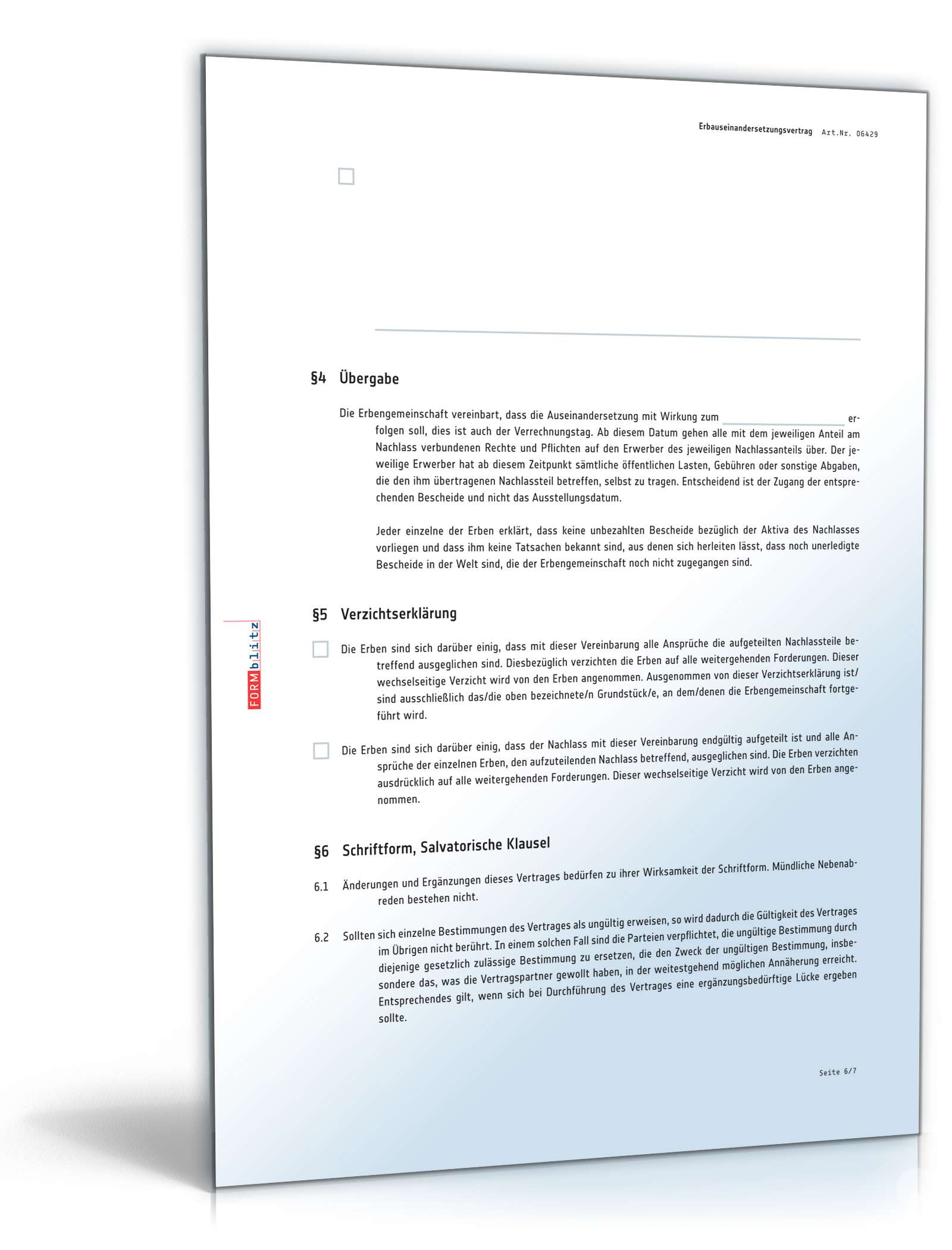 Erbauseinandersetzungsvertrag PDF. Seite: 6