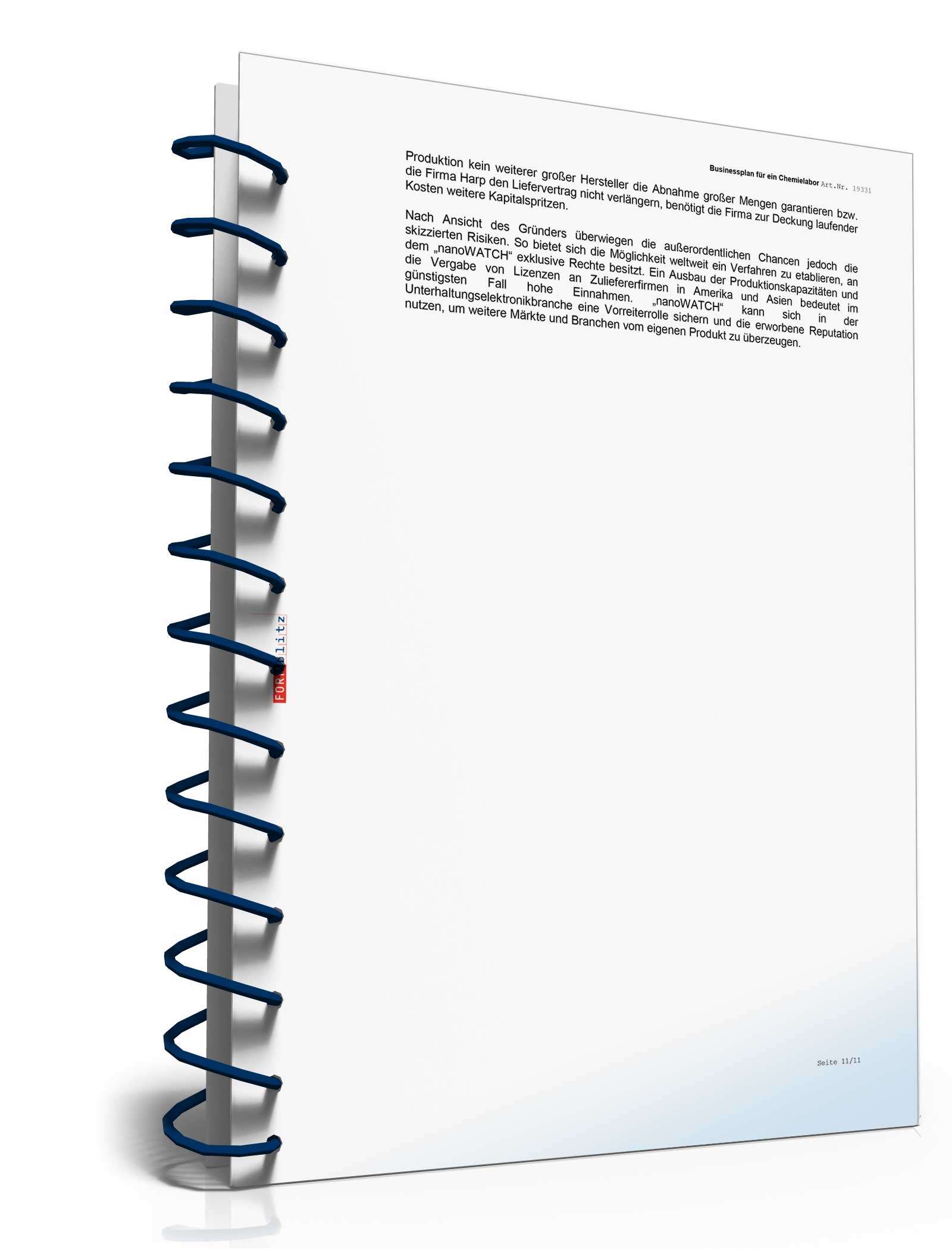 Businessplan Chemielabor/Chemieunternehmen Excel. Seite: 13