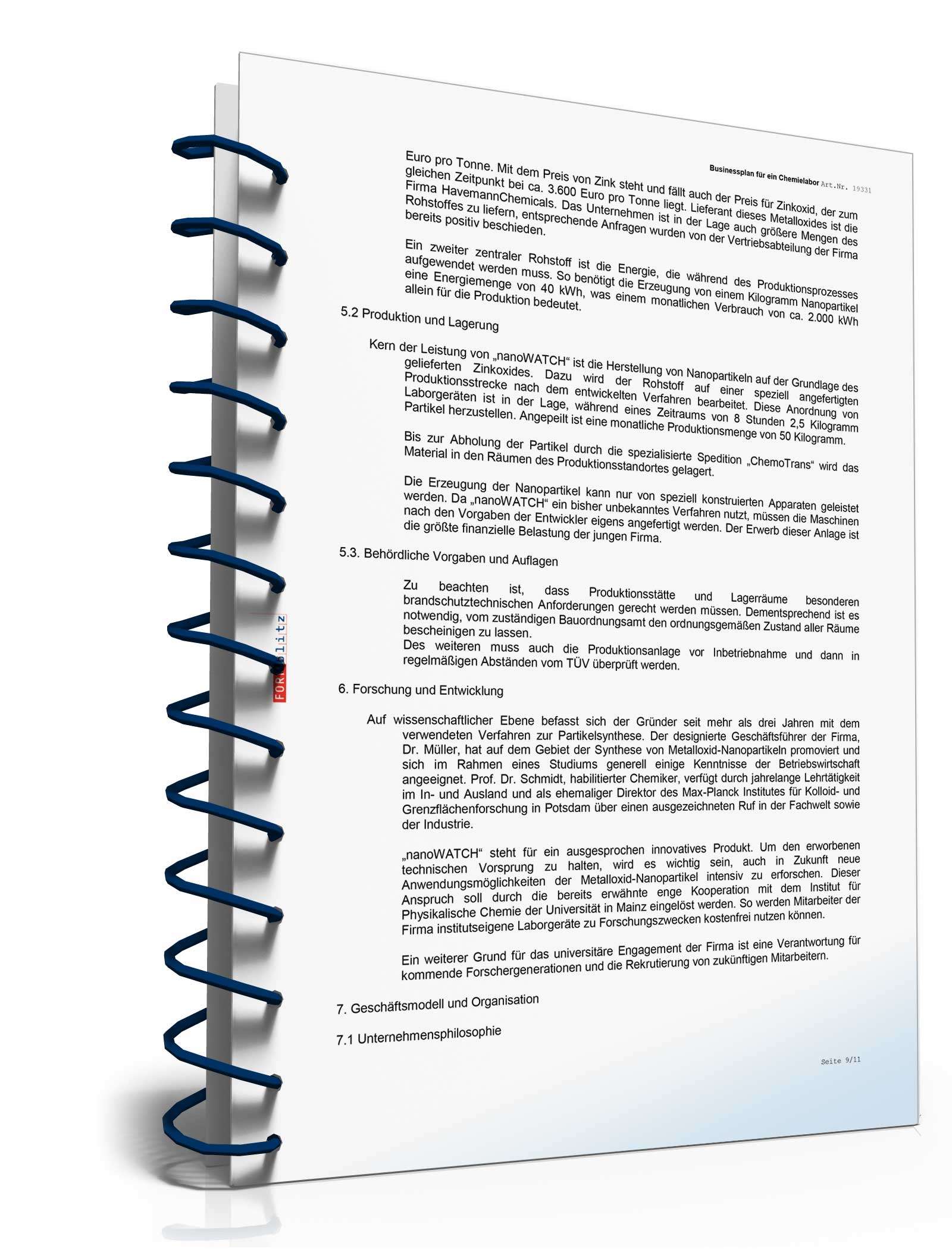 Businessplan Chemielabor/Chemieunternehmen Excel. Seite: 11