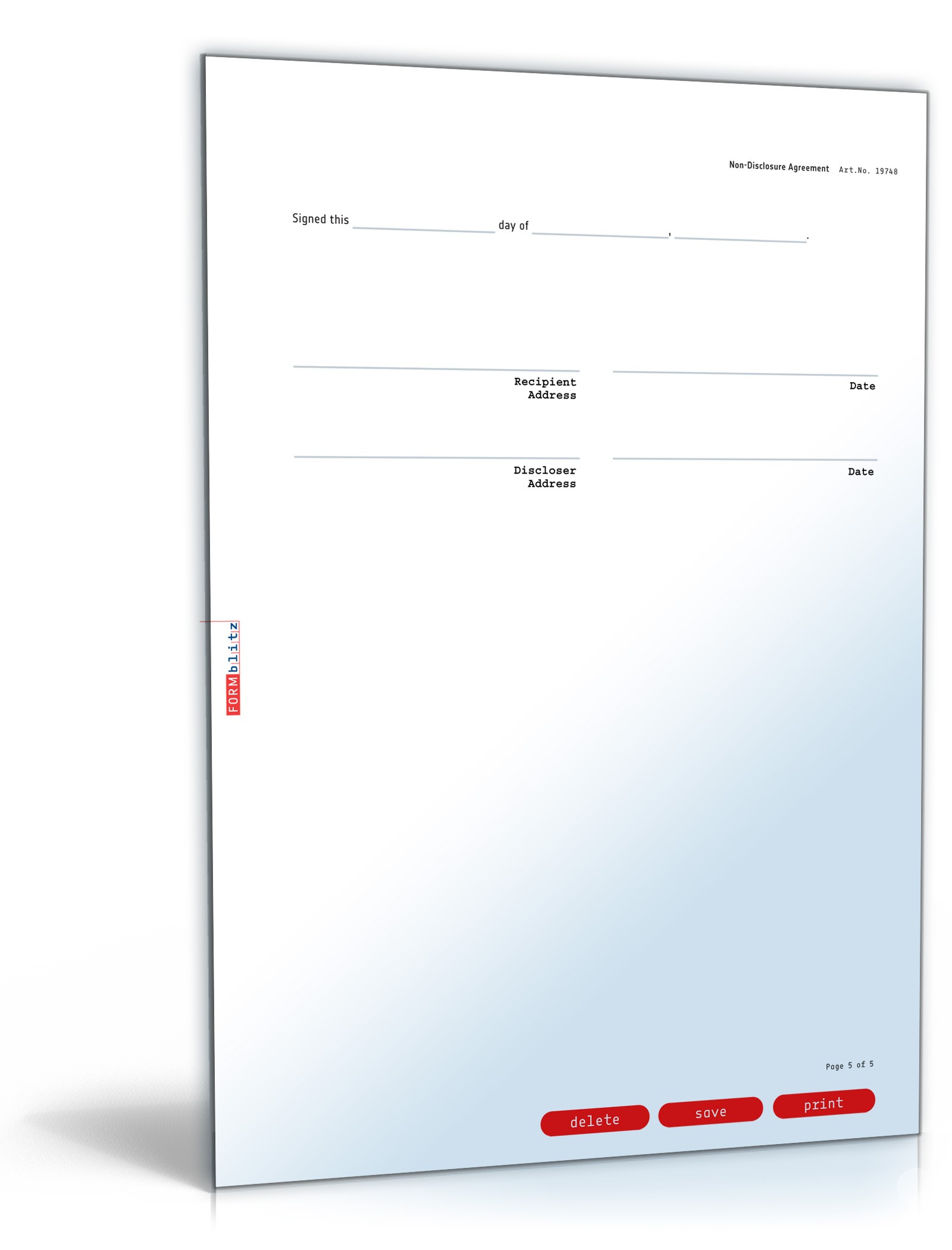 Geheimhaltungsvereinbarung auf Englisch PDF. Seite: 5