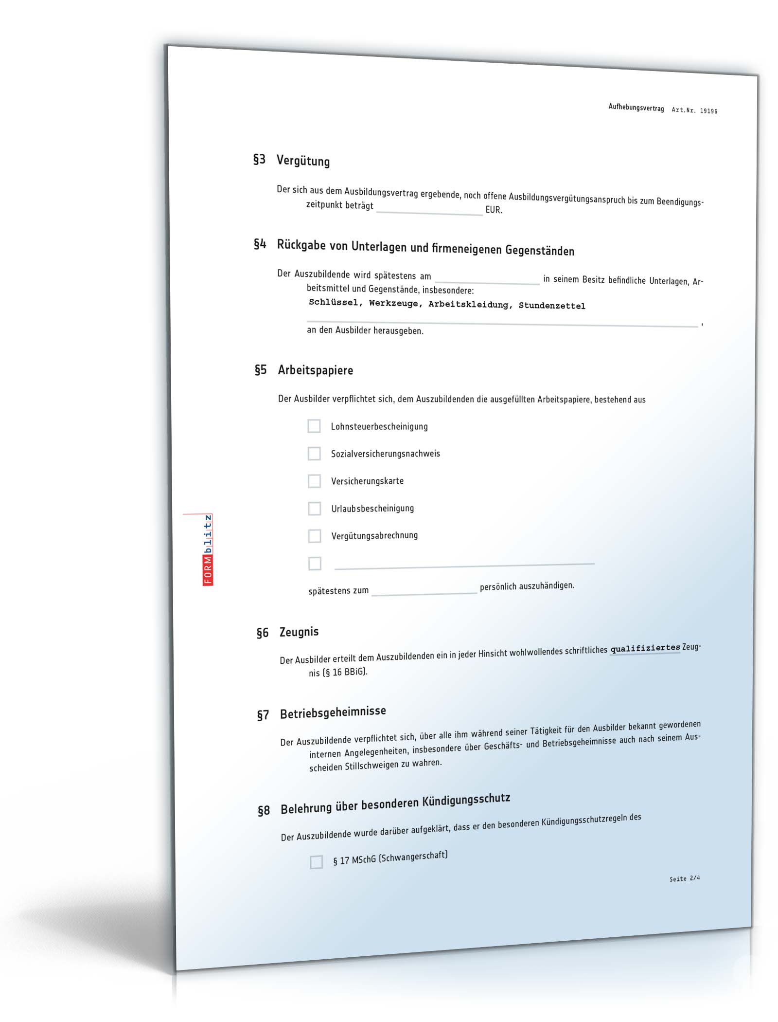 Aufhebungsvertrag Ausbildungsverhältnis PDF. Seite: 2