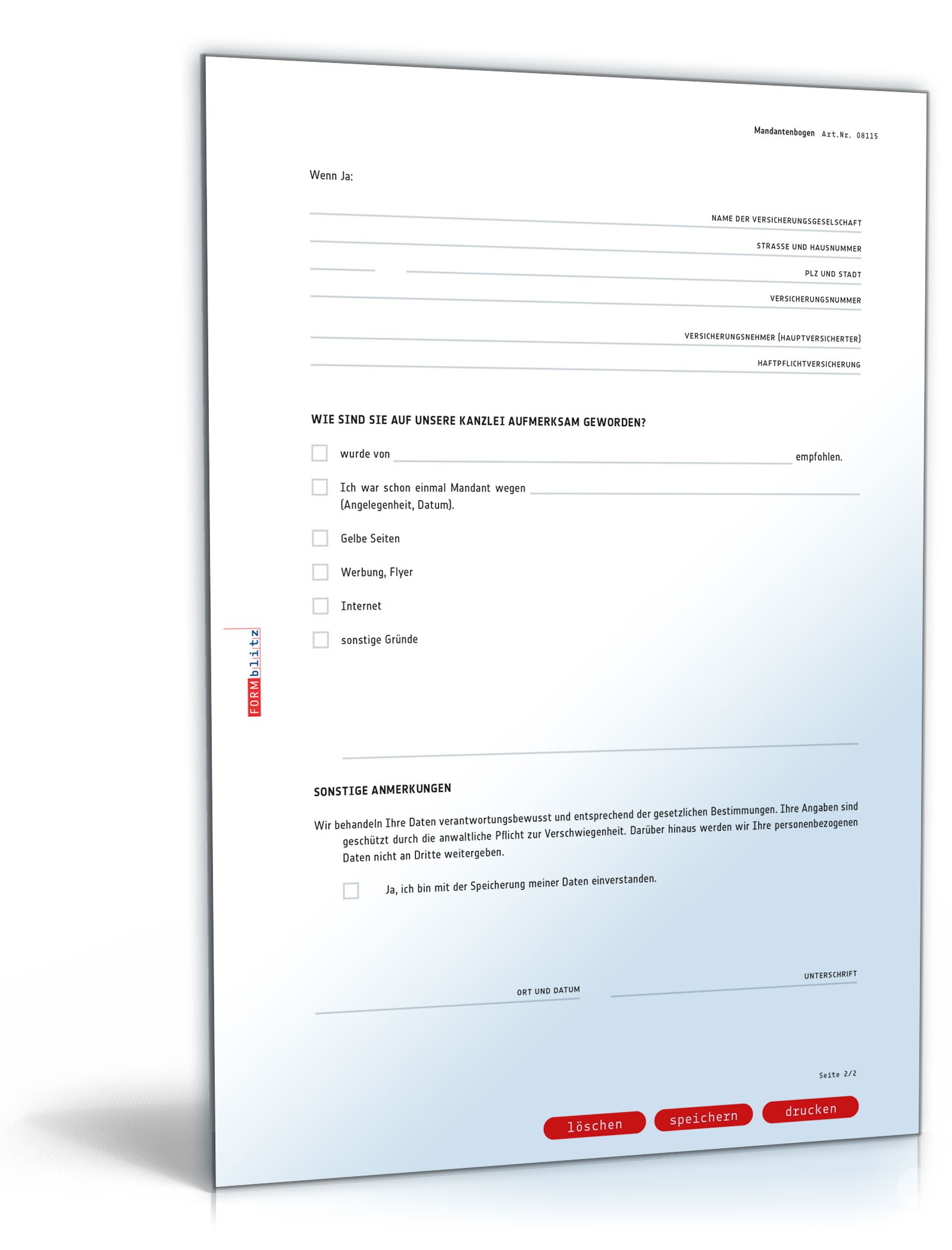 Mandantenbogen Allgemein PDF. Seite: 2