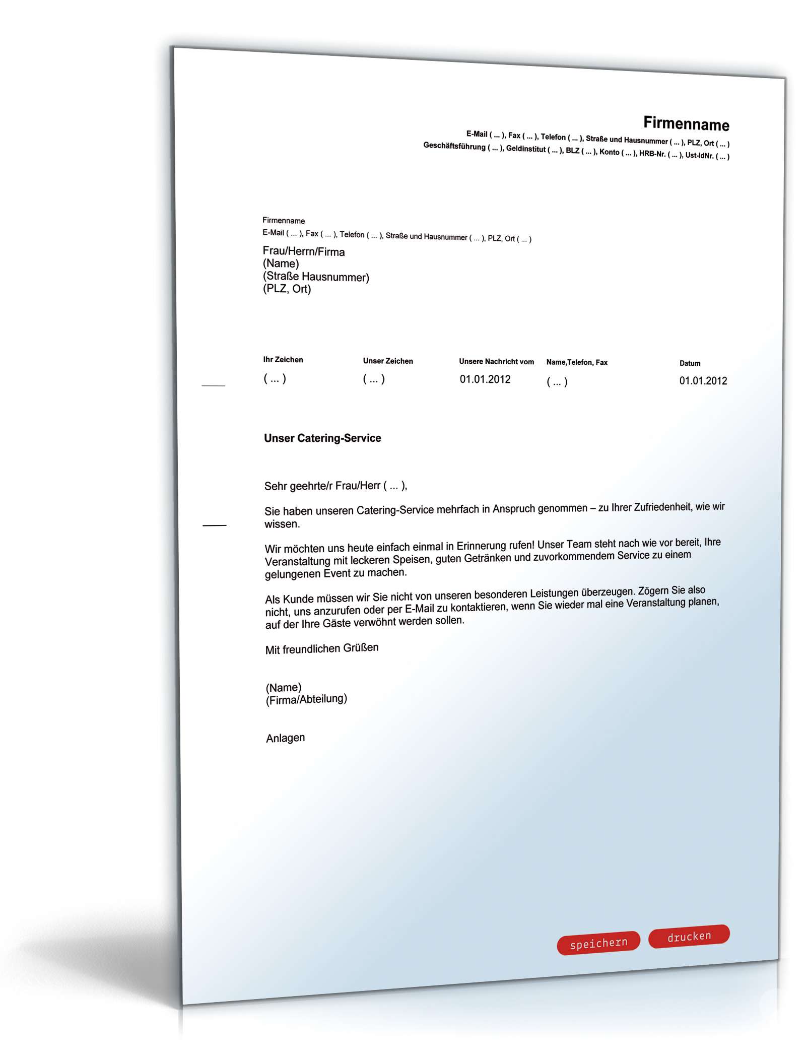 Werbebrief für einen Catering-Service PDF