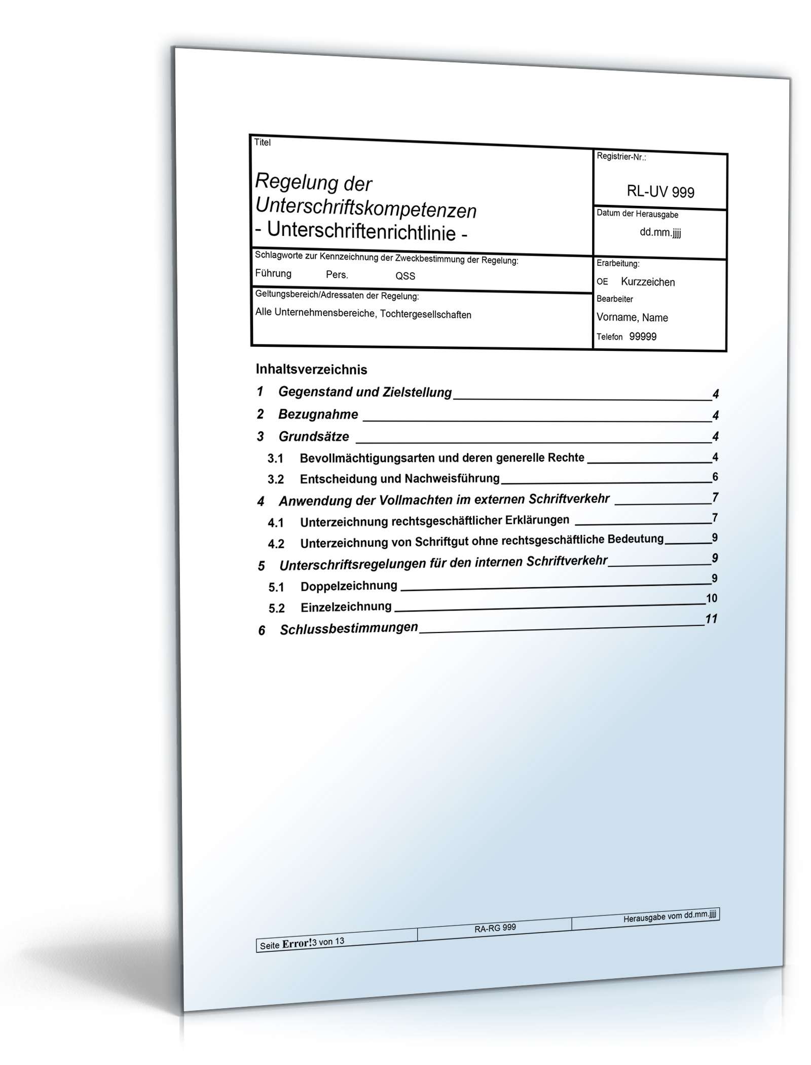 Regelung der Unterschriftskompetenzen Word. Seite: 3