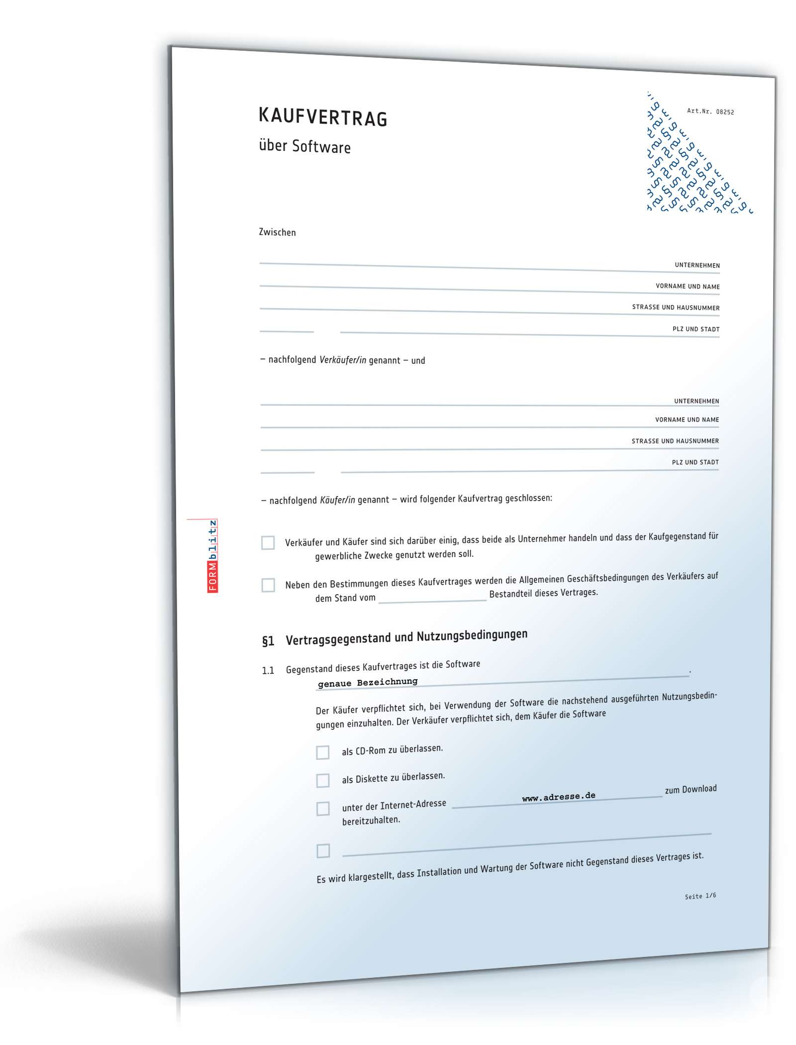 Kaufvertrag Software PDF