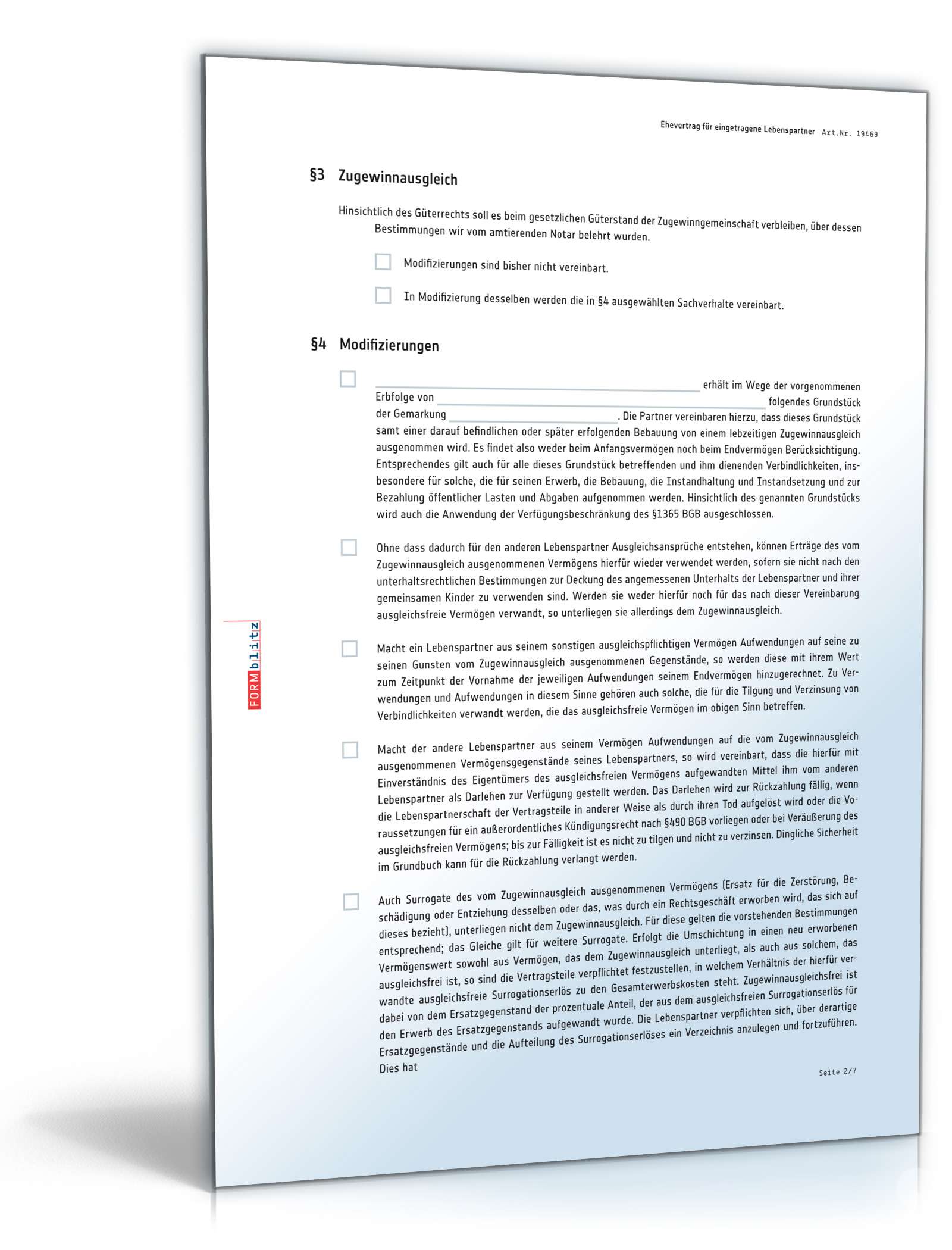 Ehevertrag eingetragene Lebenspartnerschaft PDF. Seite: 2