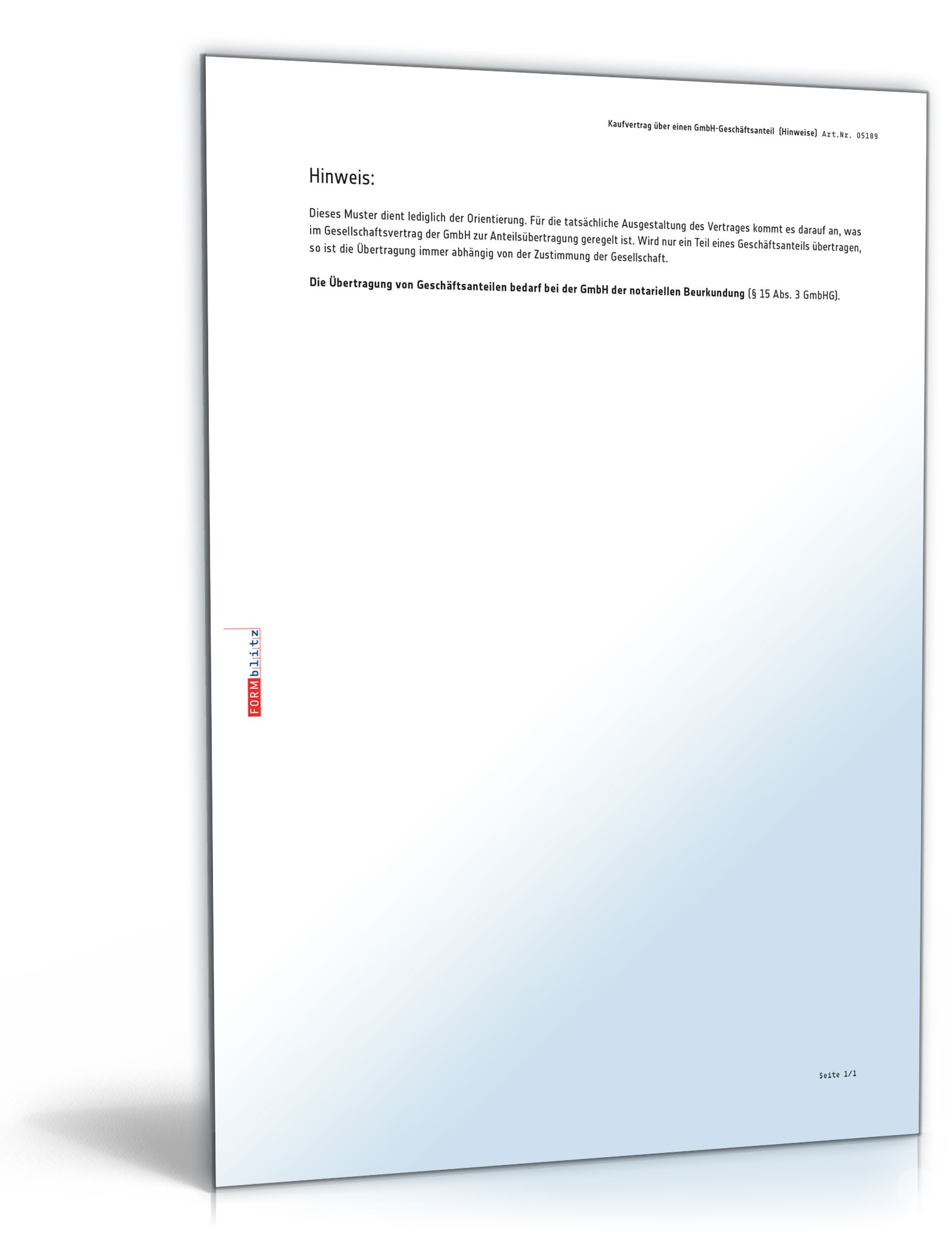 Kaufvertrag GmbH-Geschäftsanteil PDF. Seite: 5