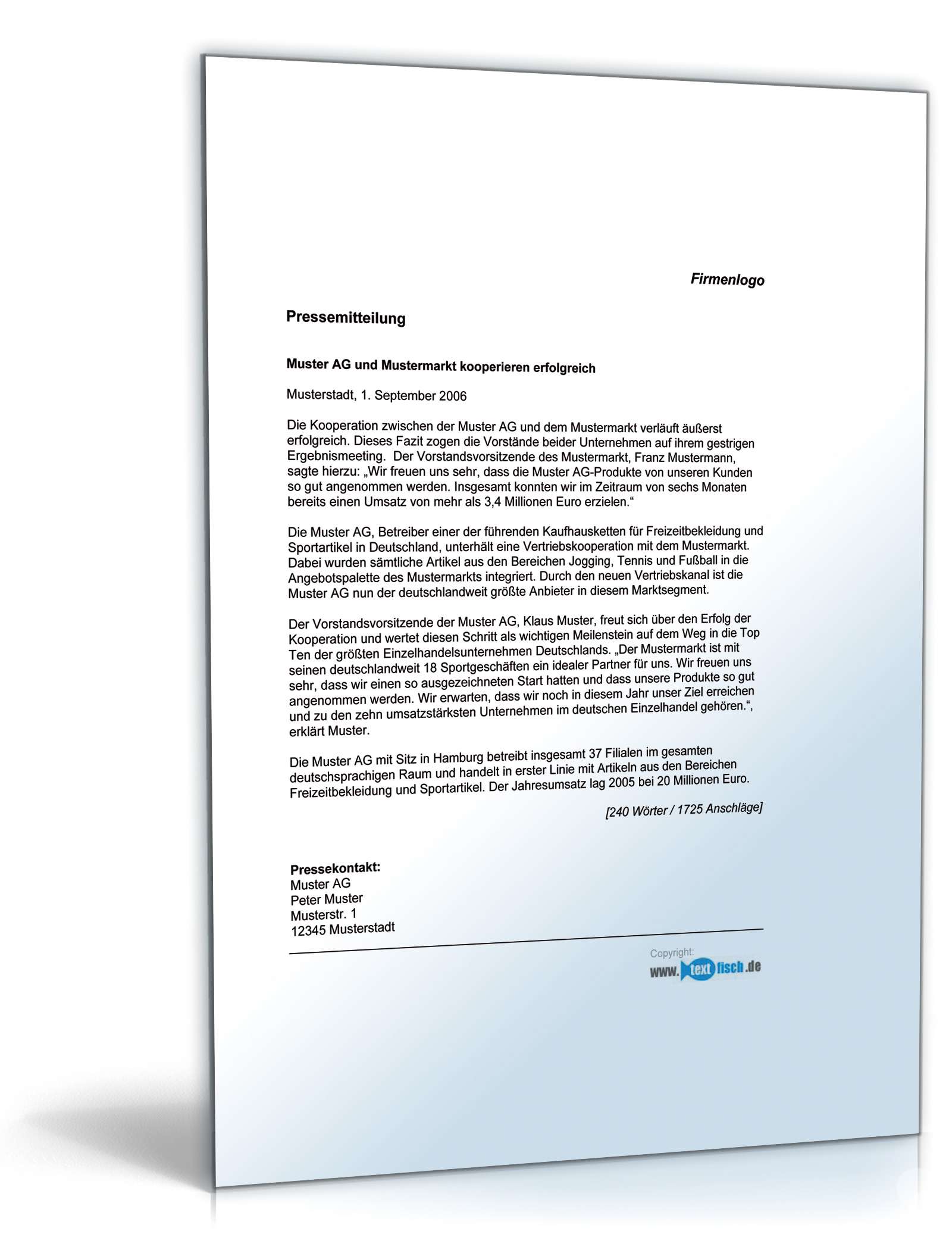 Pressemitteilung über die Ergebnisse einer Kooperation