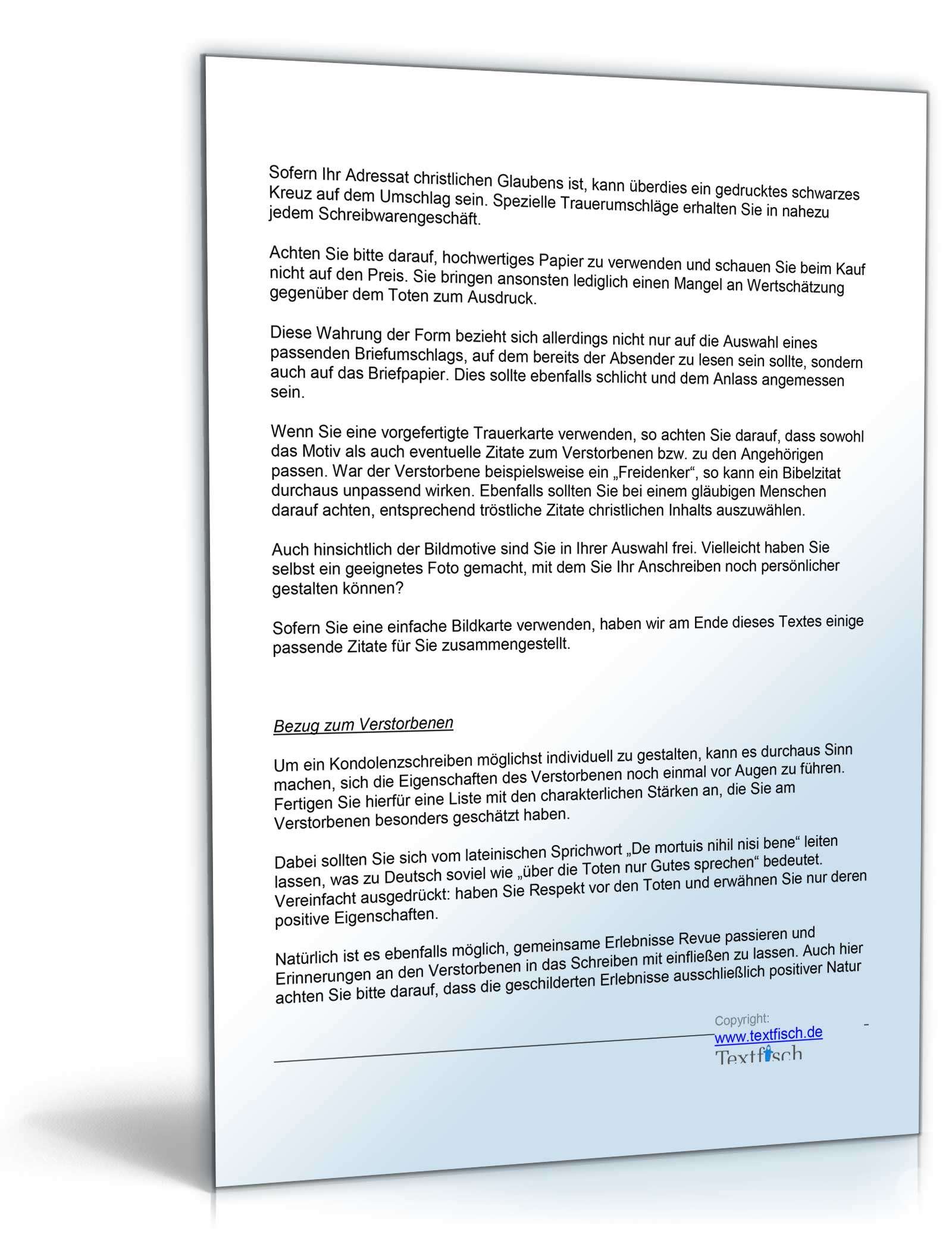 Kondolenzschreiben Tod eines Elternteils im Familien- oder Freundeskreis Word. Seite: 5