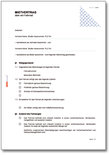 Mietvertrag Fahrrad Word