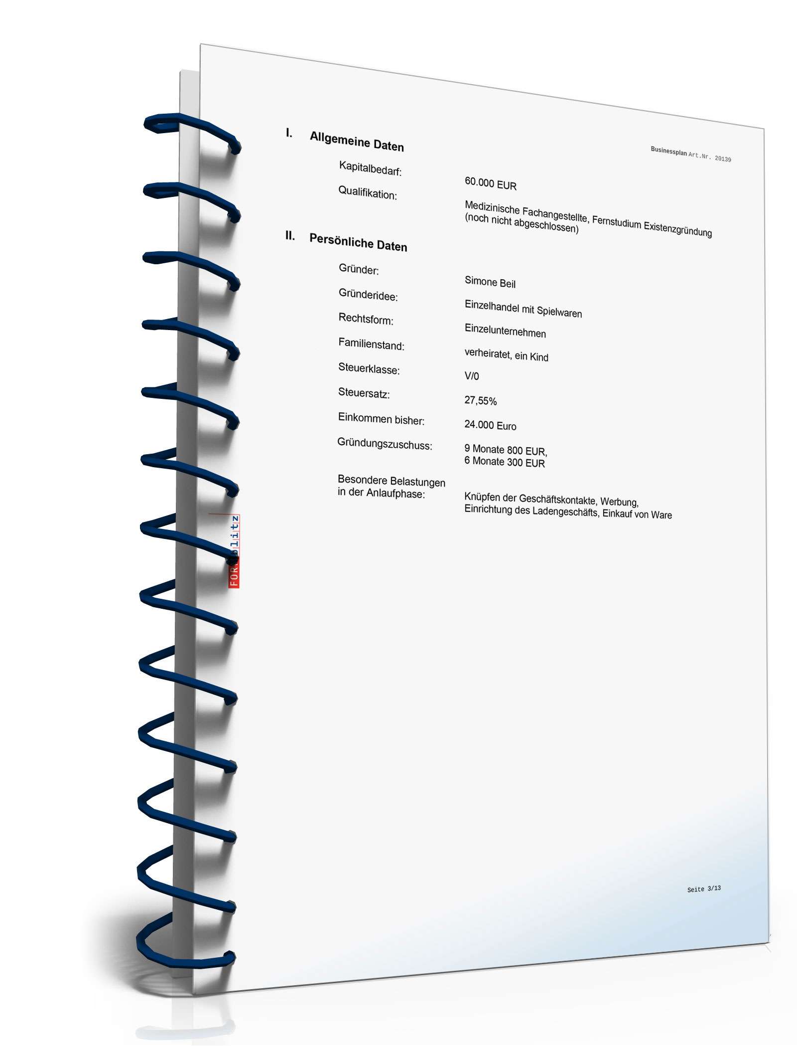 Businessplan Spielwarenhandel Excel. Seite: 6