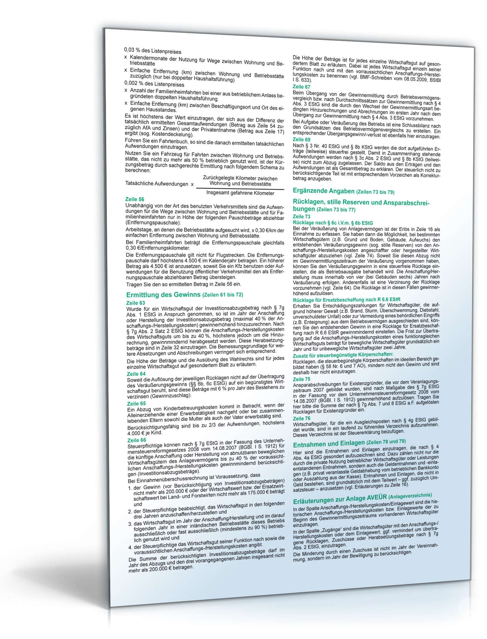 Anleitung zur Anlage EÜR - 2010 PDF. Seite: 4