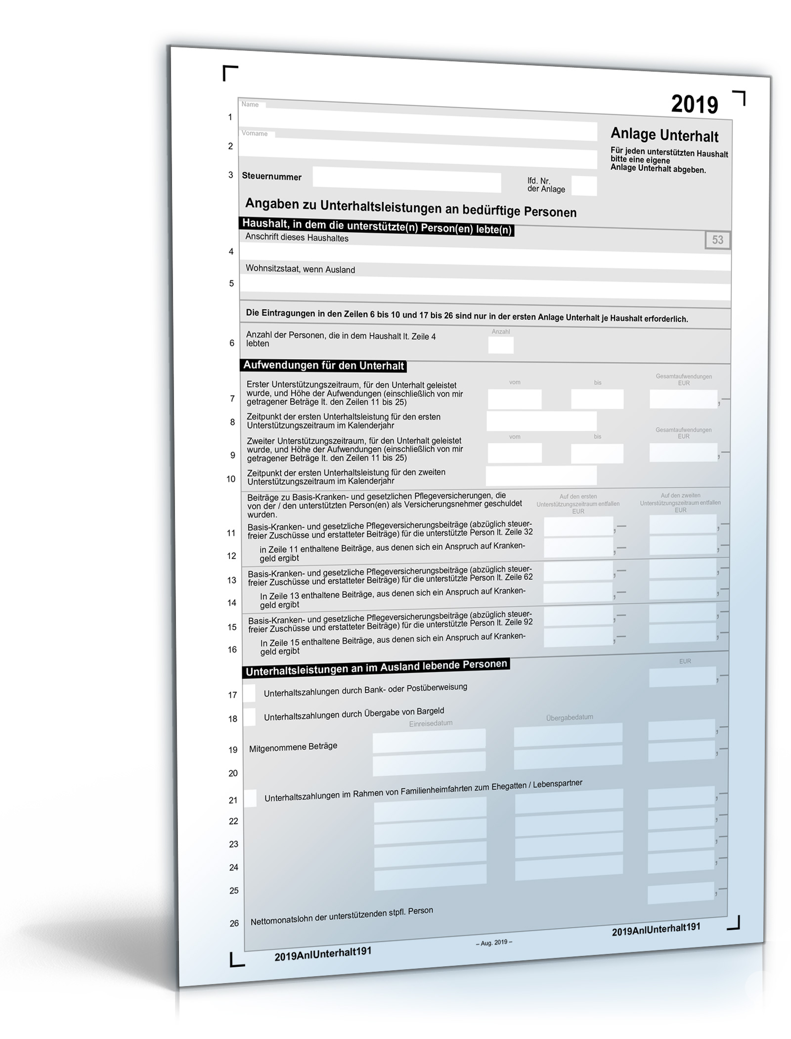 Anlage Unterhalt 2019 PDF