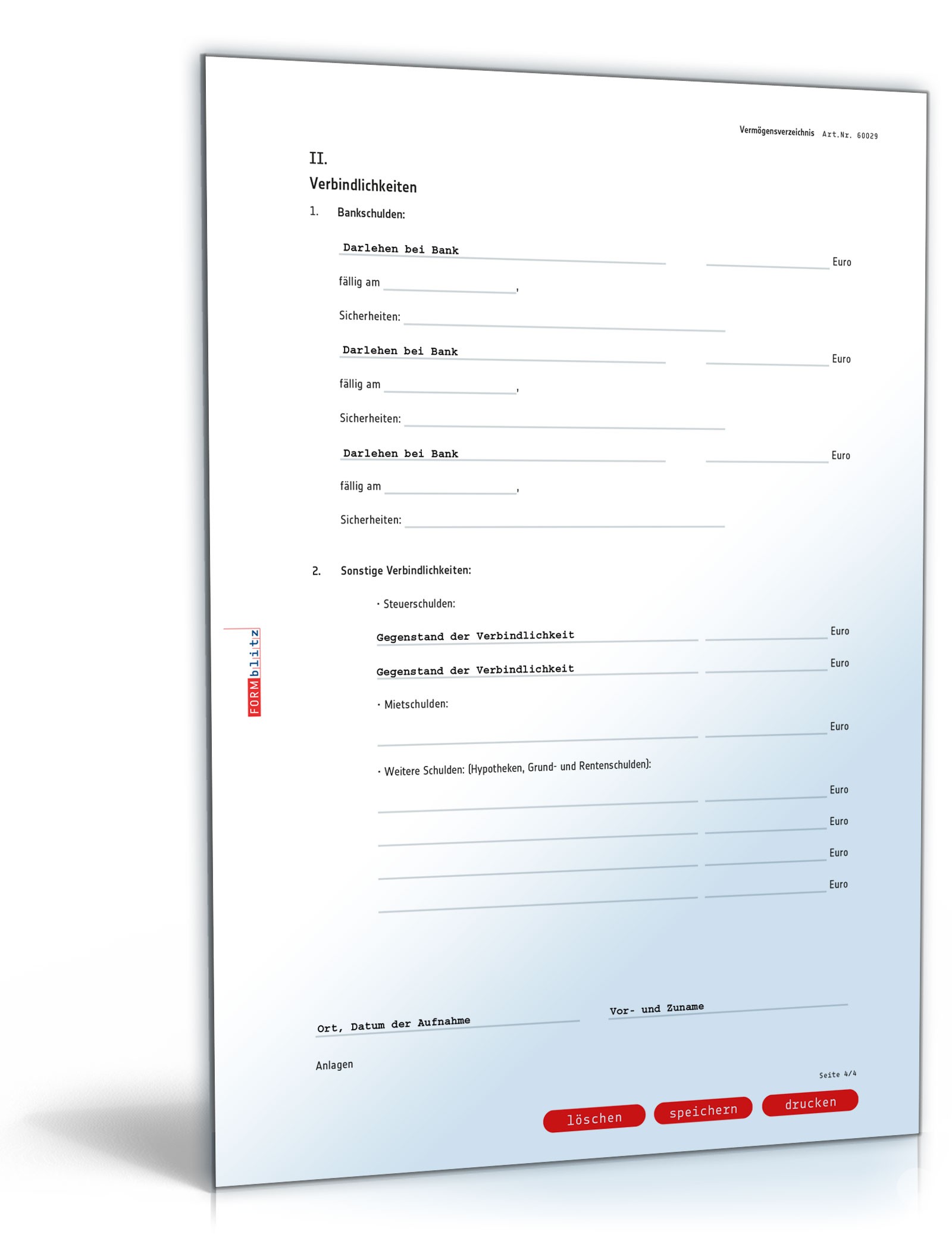 Vermögensverzeichnis Testament PDF. Seite: 4