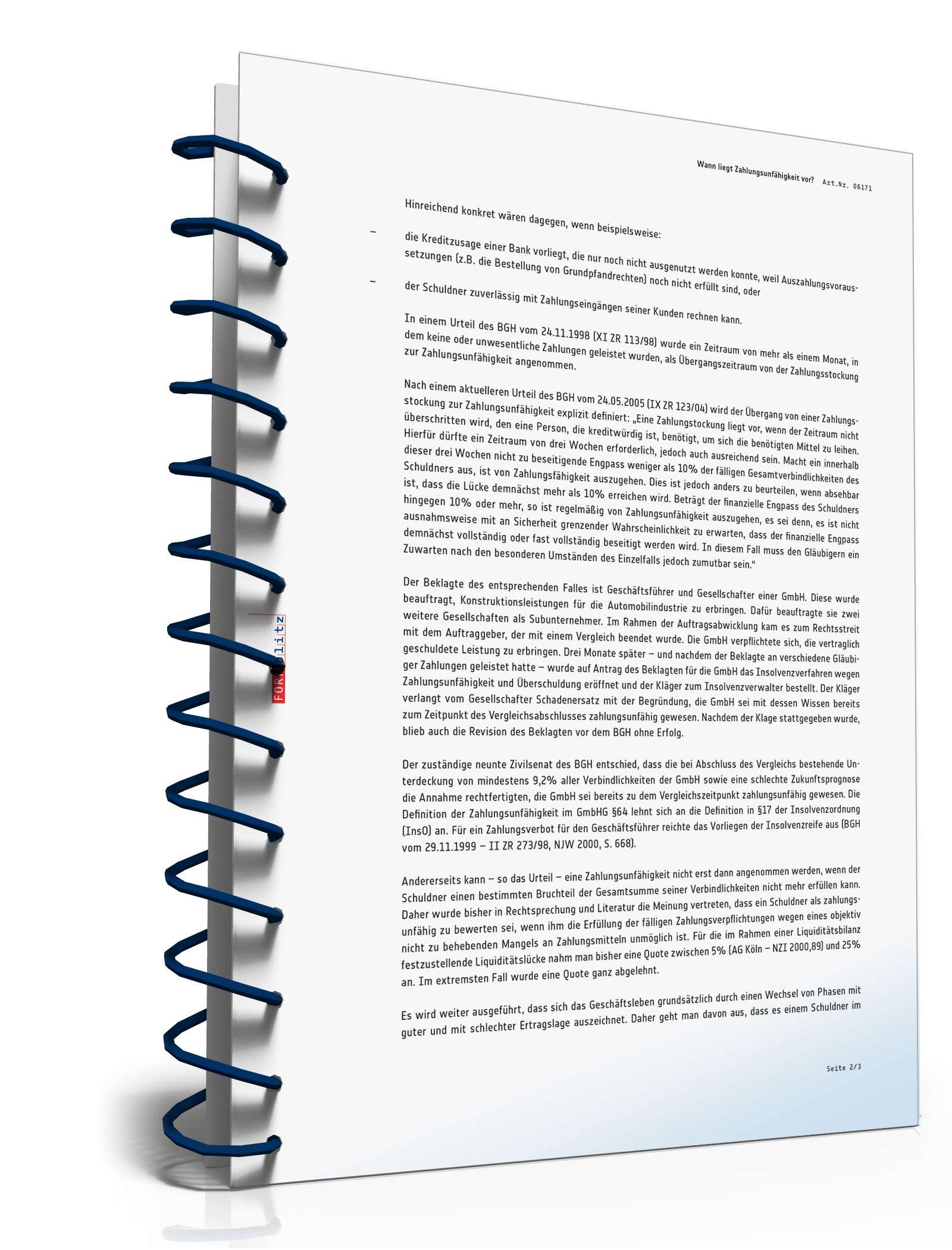 Wann liegt Zahlungsunfähigkeit einer Gesellschaft vor? PDF. Seite: 3