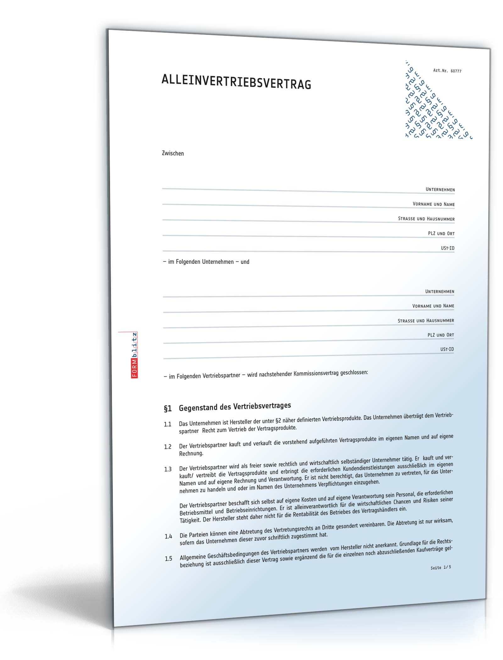 Alleinvertriebsvertrag PDF