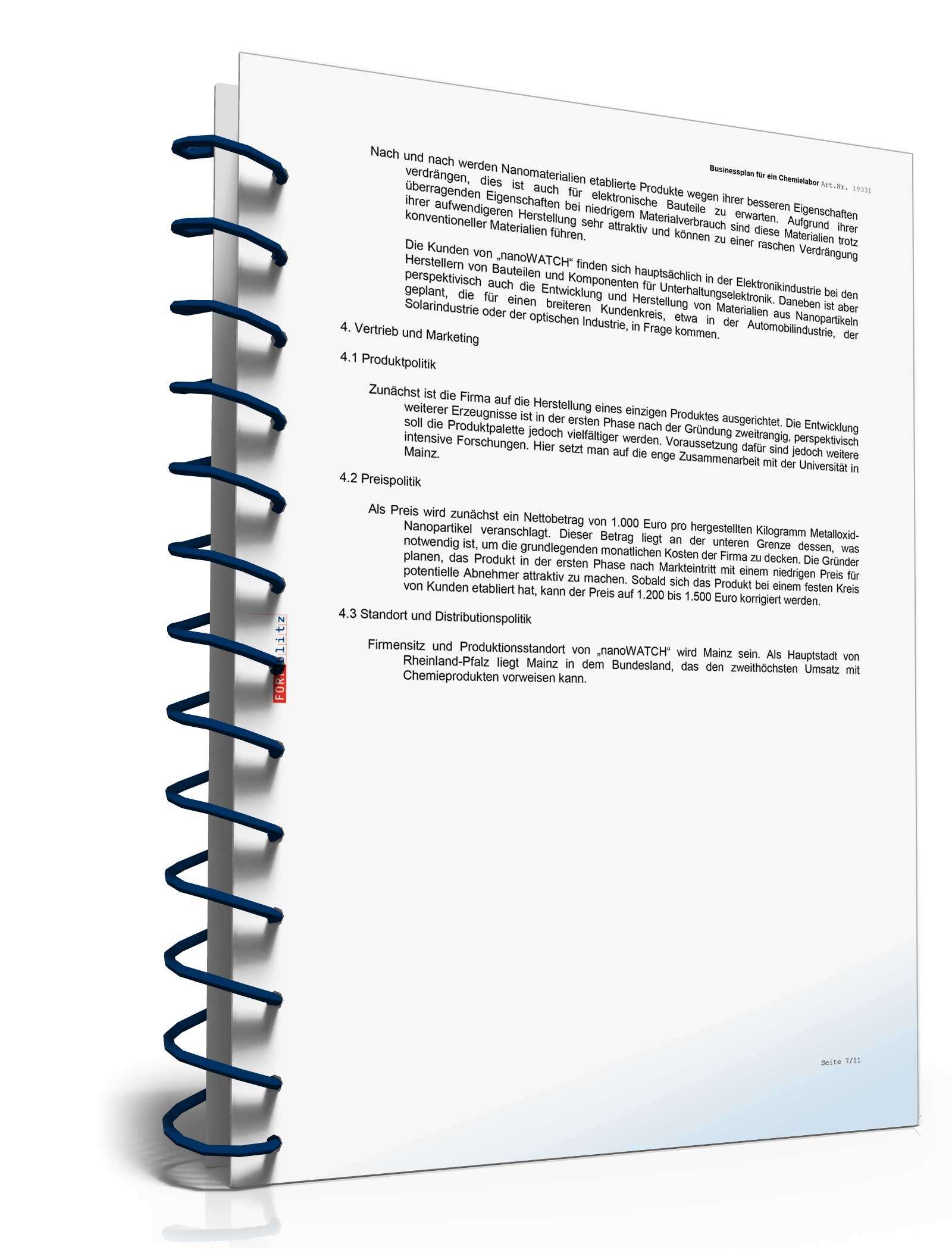 Businessplan Chemielabor/Chemieunternehmen Excel. Seite: 9